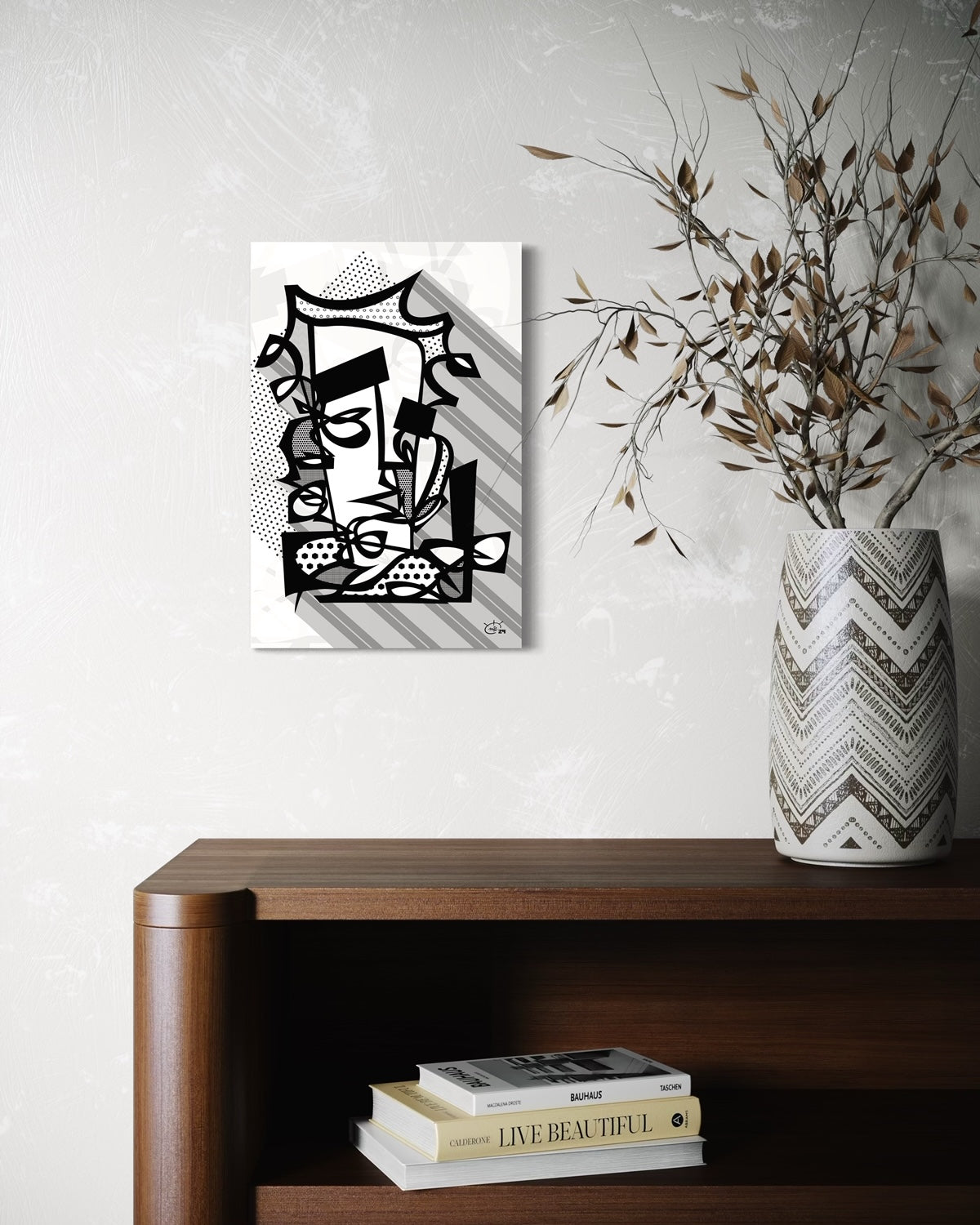 PUNKA | Modern abstract stylized one line canvas art print