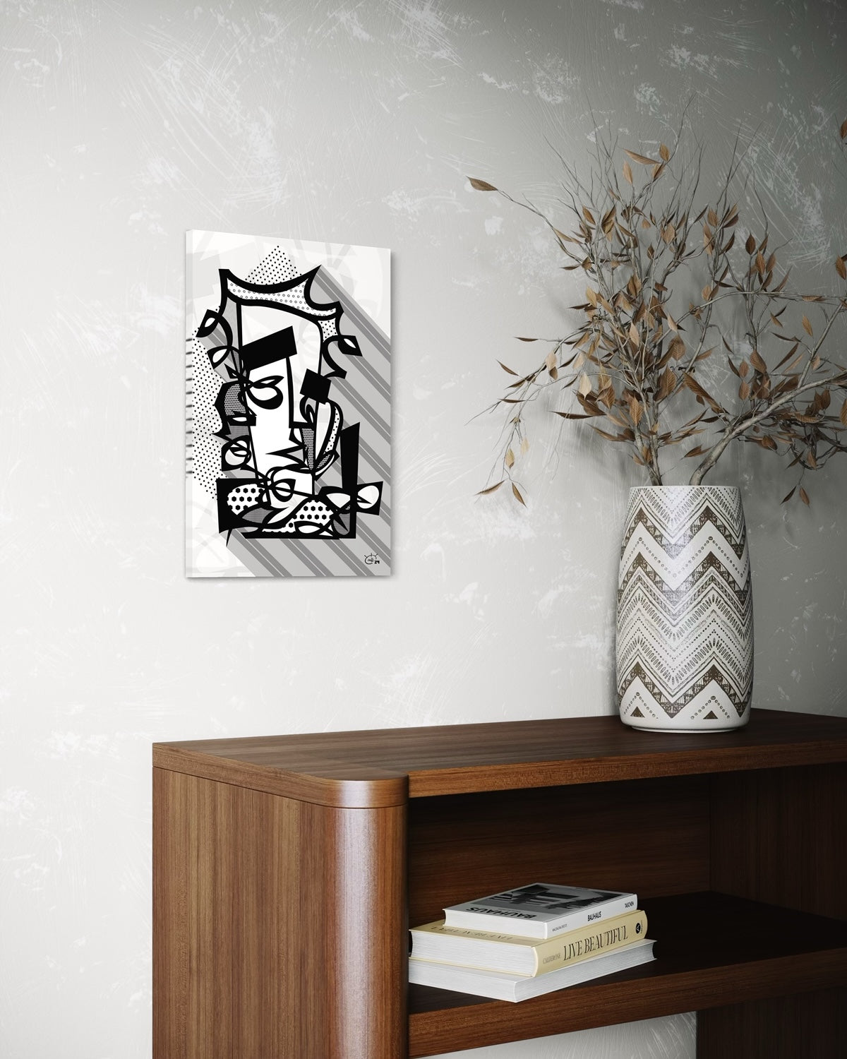 PUNKA | Modern abstract stylized one line canvas art print