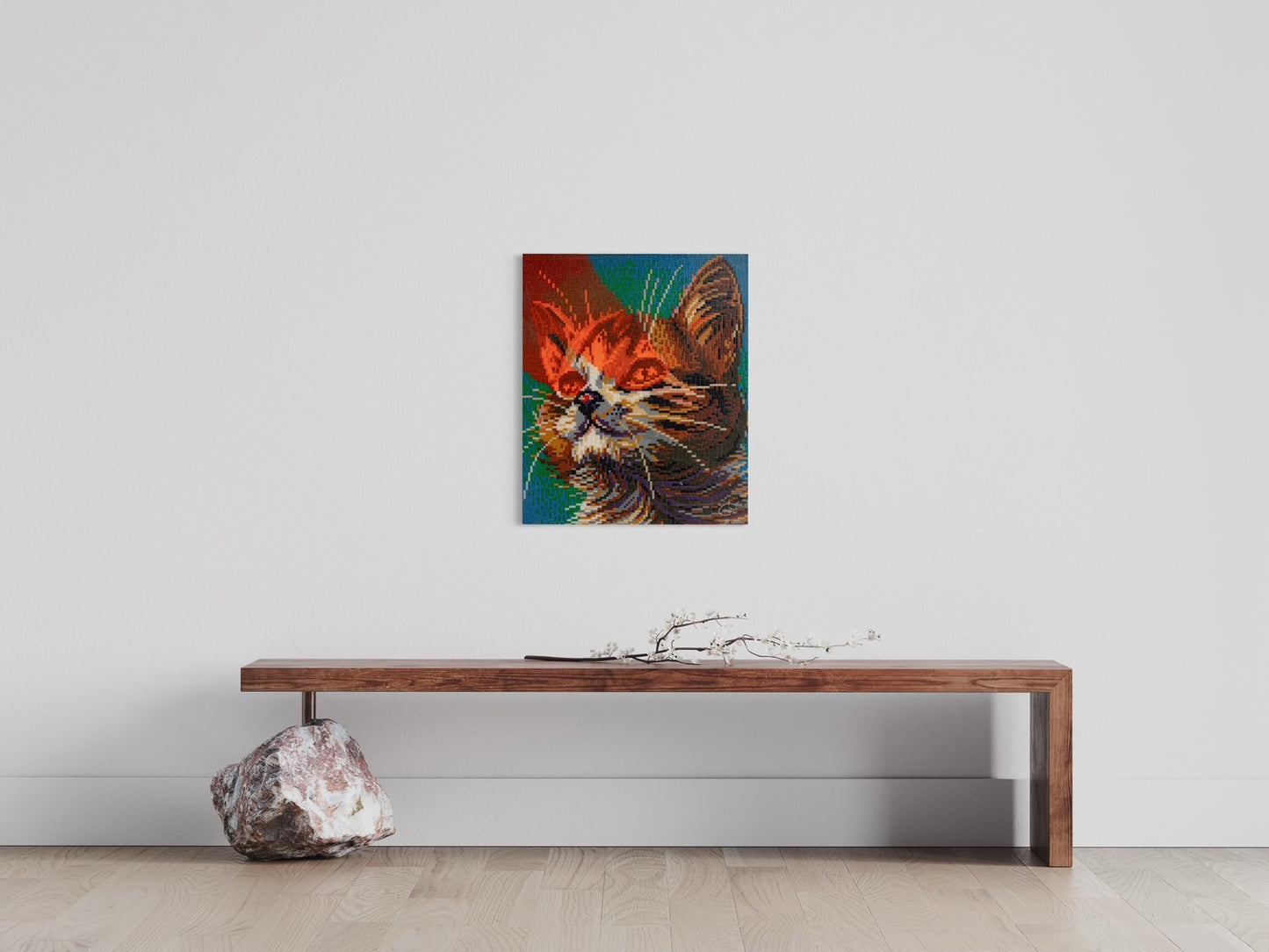 LASER CAT | Stylized pixel canvas art print
