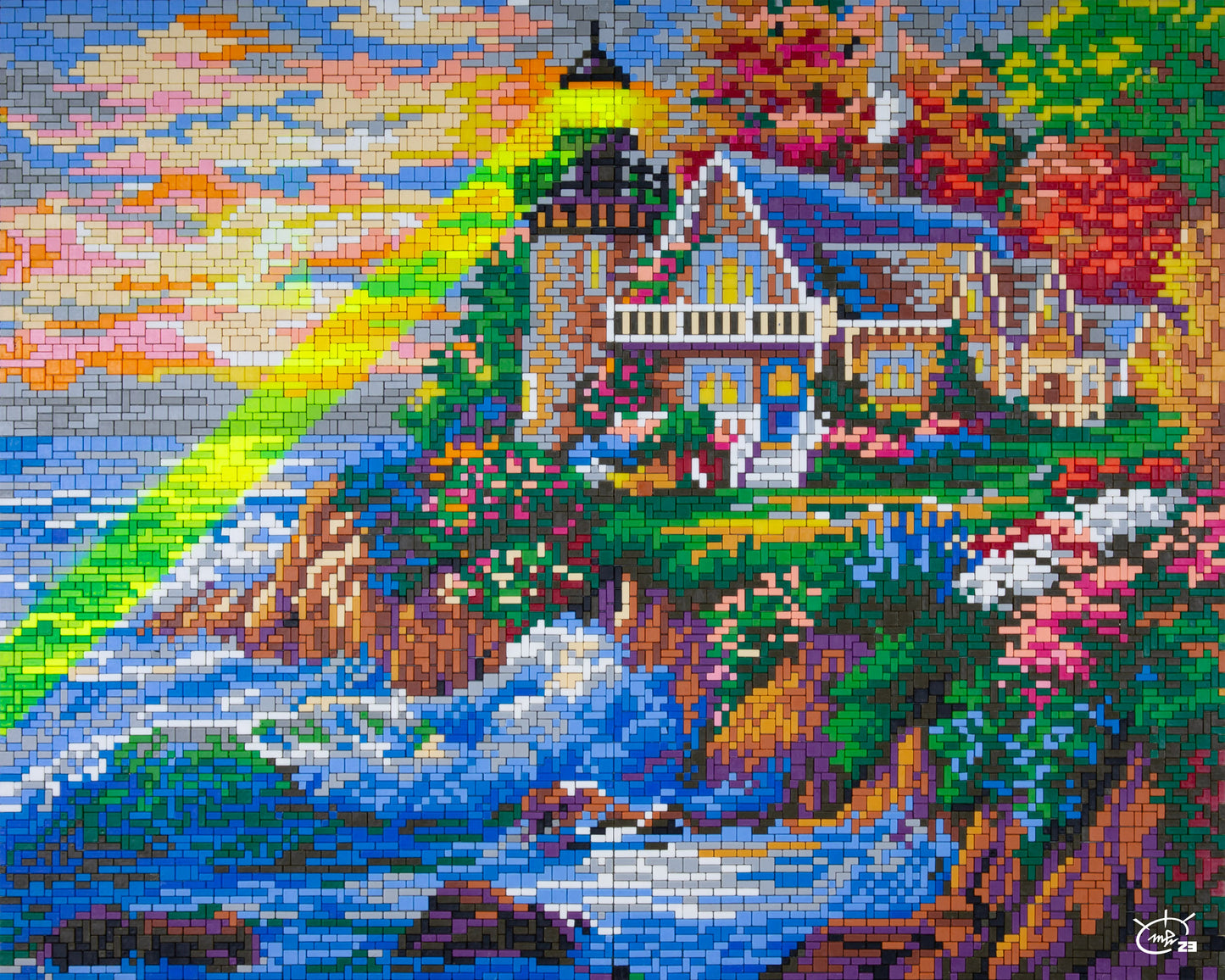 LASER TOWER | Pixel landscape canvas art print