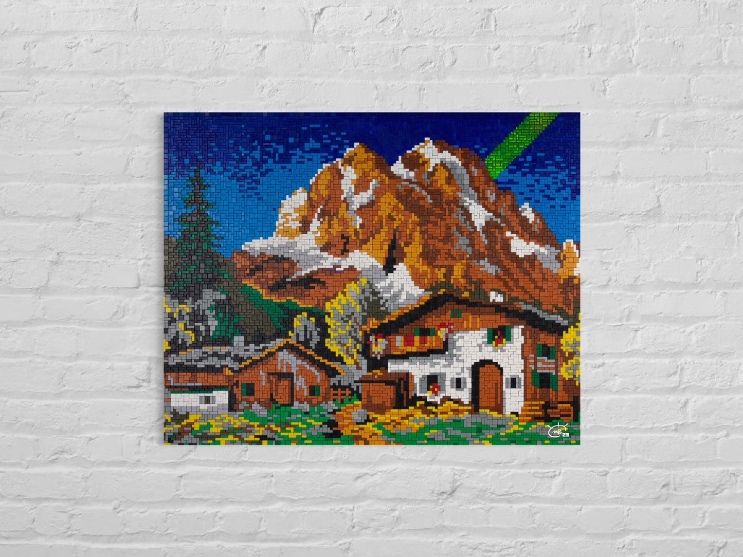 LASER HILL | pixel mountain landscape canvas art print
