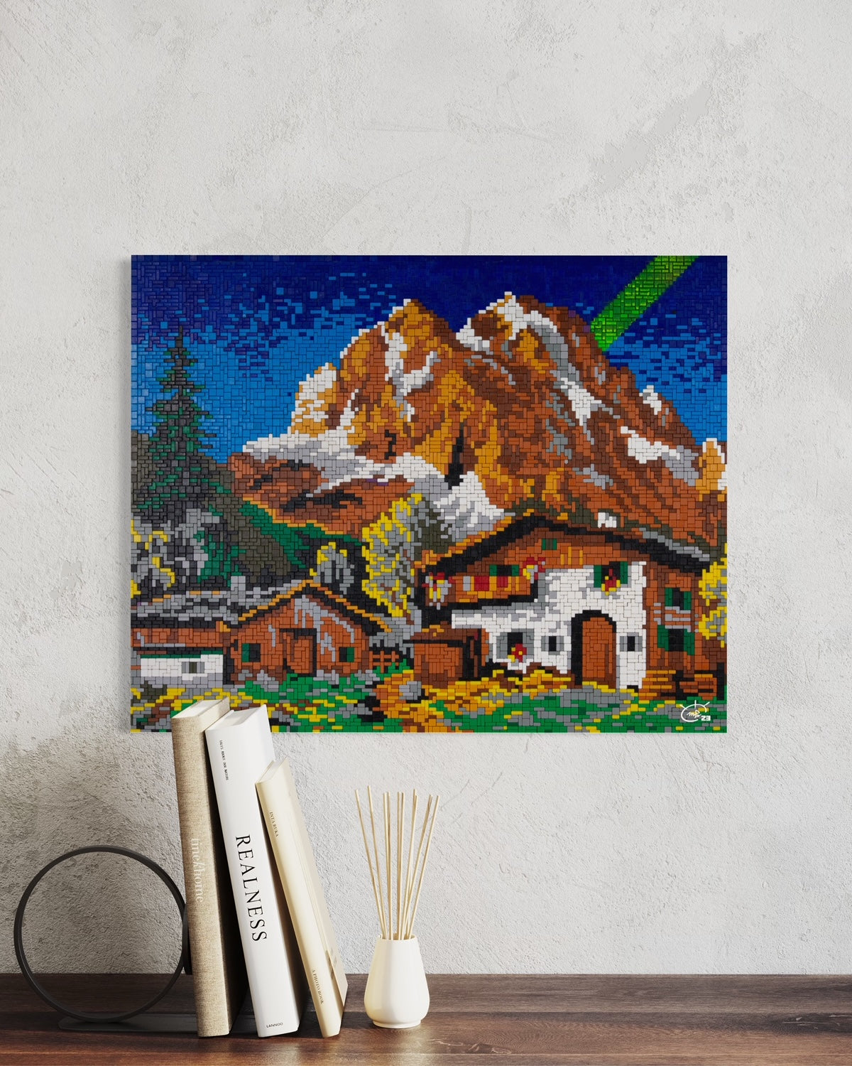 LASER HILL | pixel mountain landscape canvas art print