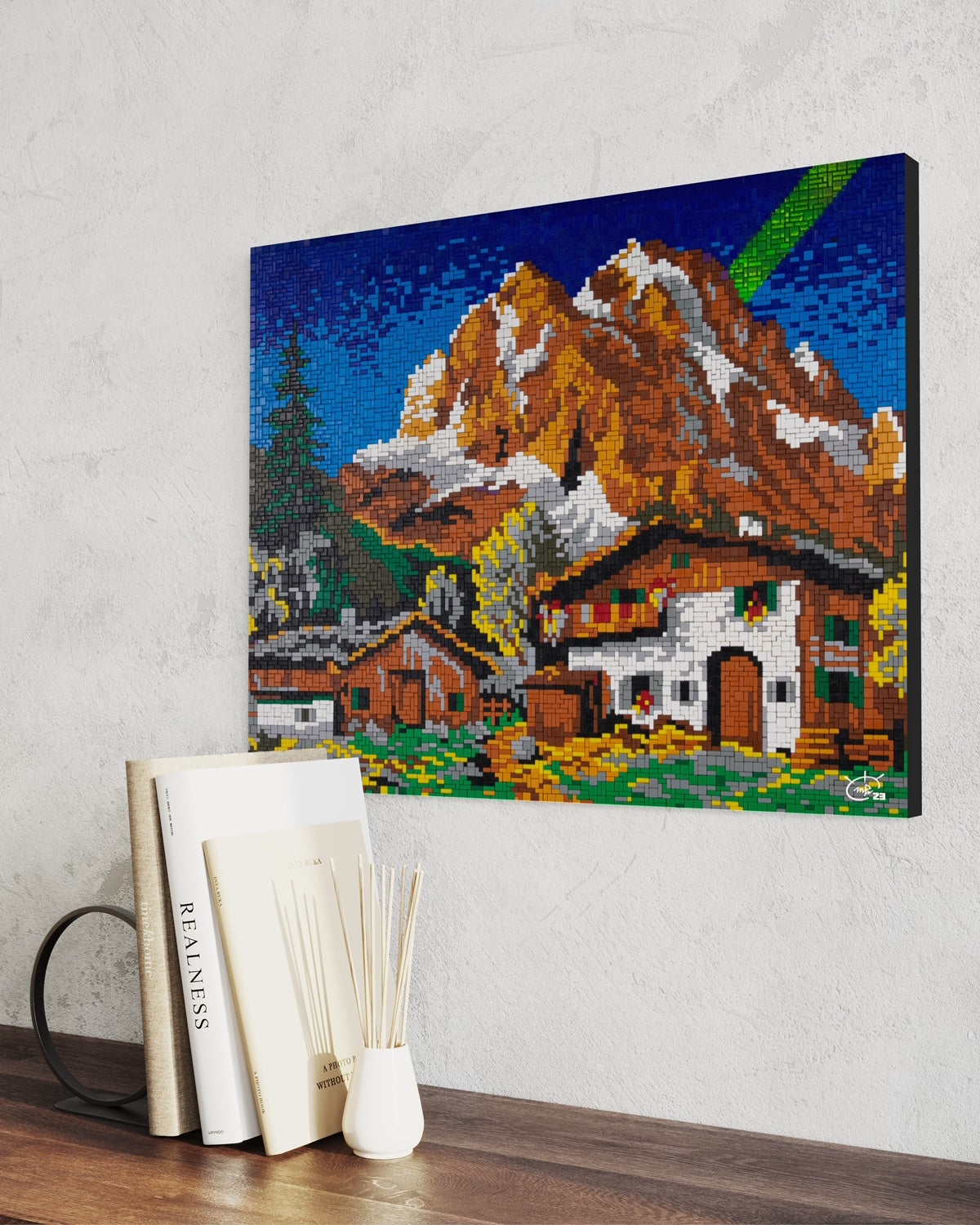 LASER HILL | pixel mountain landscape canvas art print