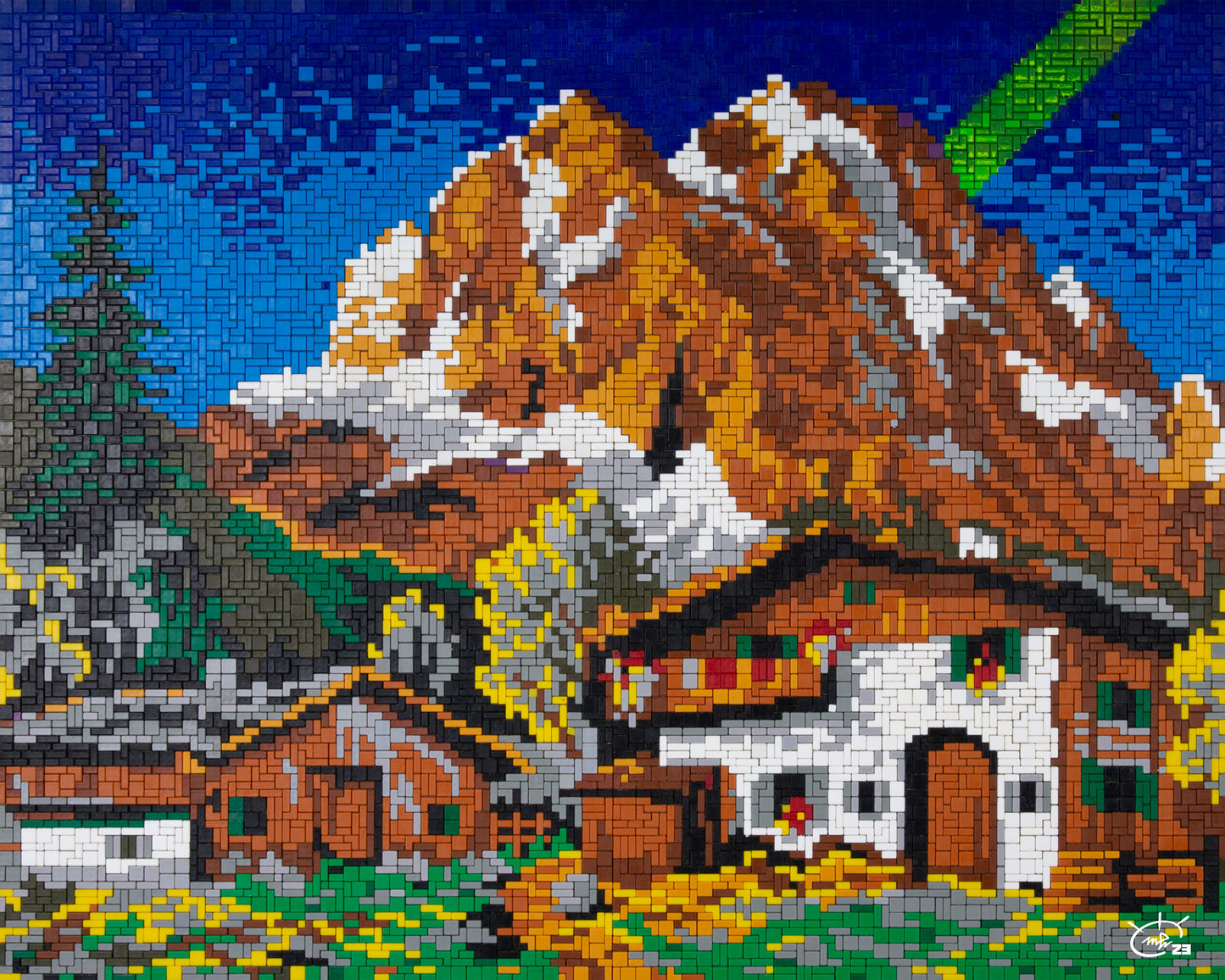 LASER HILL | pixel mountain landscape canvas art print