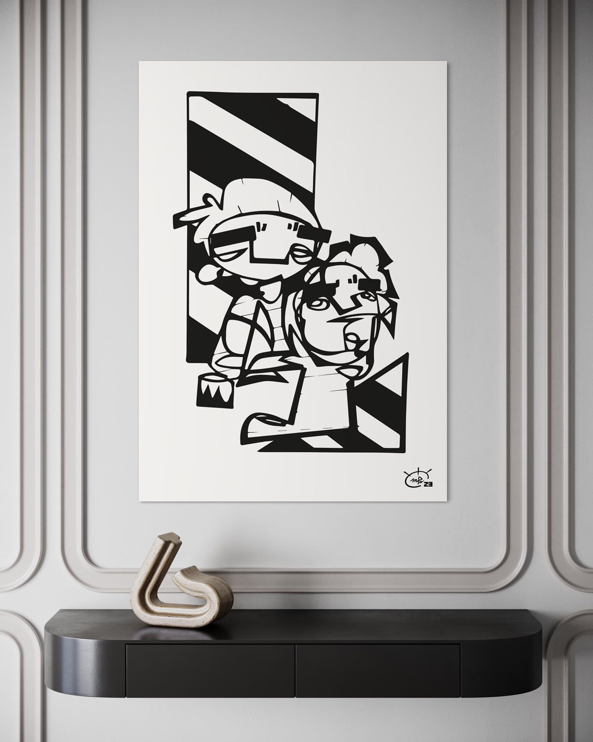 MEN AT WORK | Continuous line canvas art print
