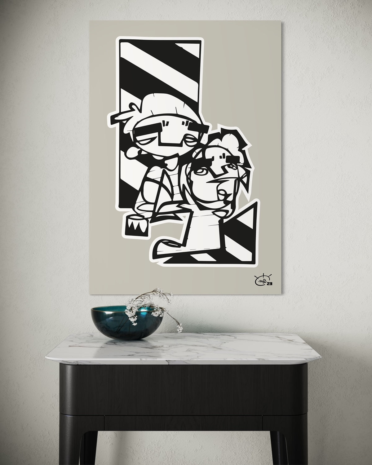 MEN AT WORK | Continuous line canvas art print