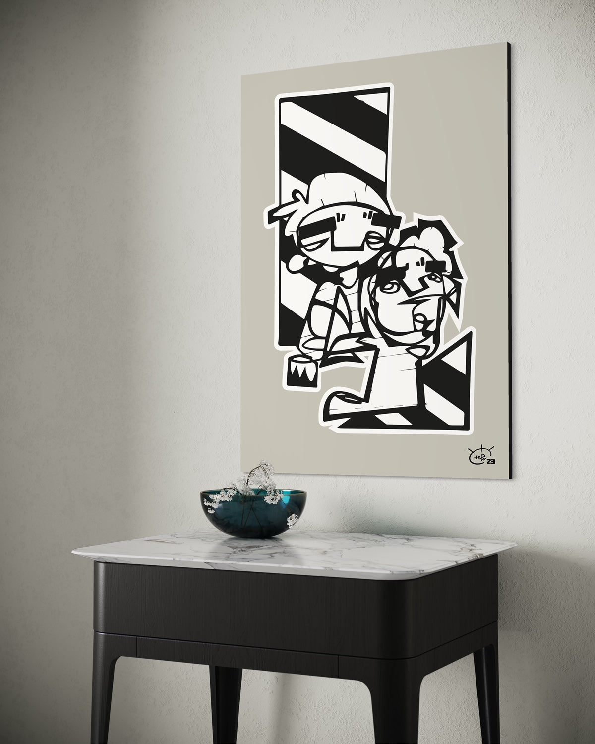 MEN AT WORK | Continuous line canvas art print
