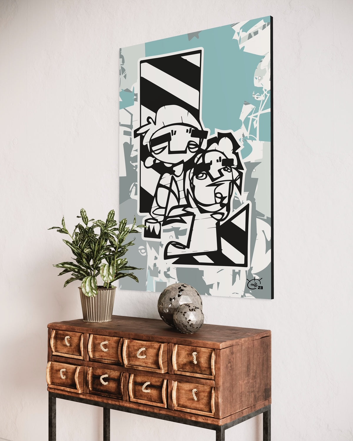 MEN AT WORK | Continuous line canvas art print