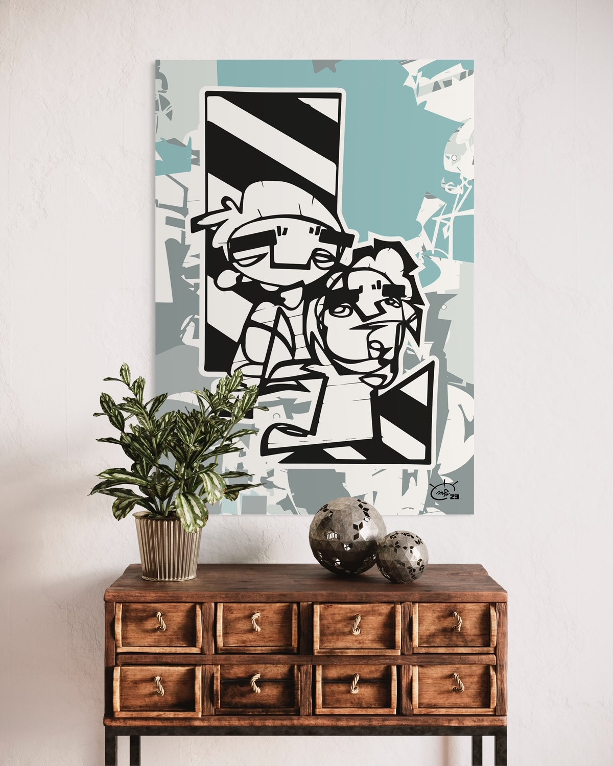 MEN AT WORK | Continuous line canvas art print