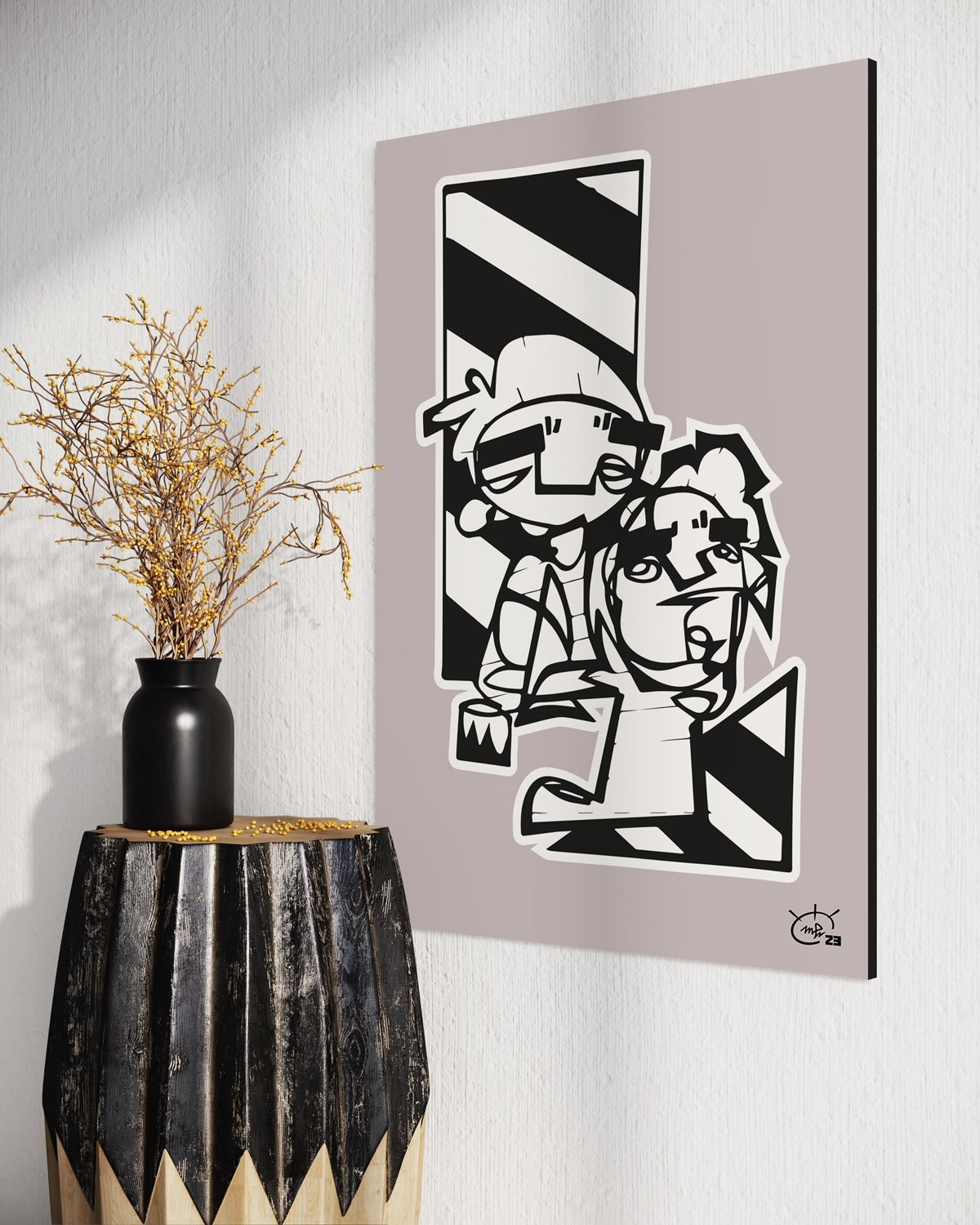 MEN AT WORK | Continuous line canvas art print