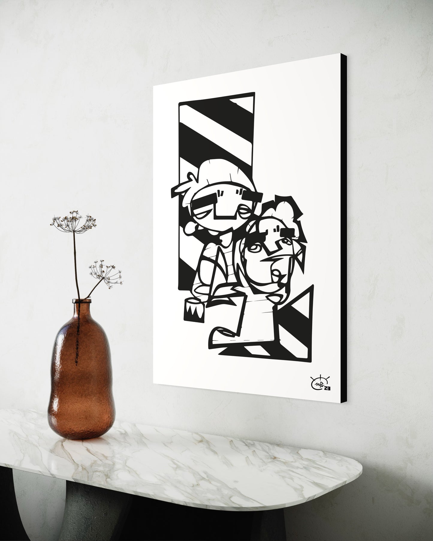 MEN AT WORK | Continuous line canvas art print