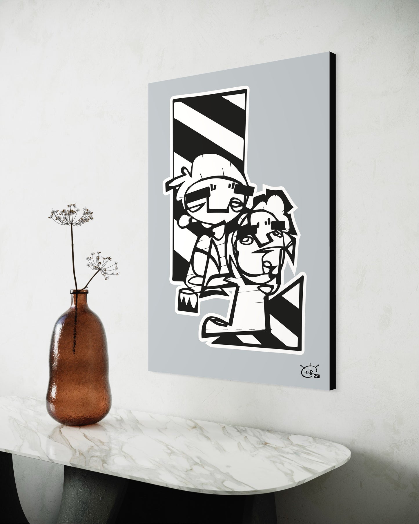 MEN AT WORK | Continuous line canvas art print