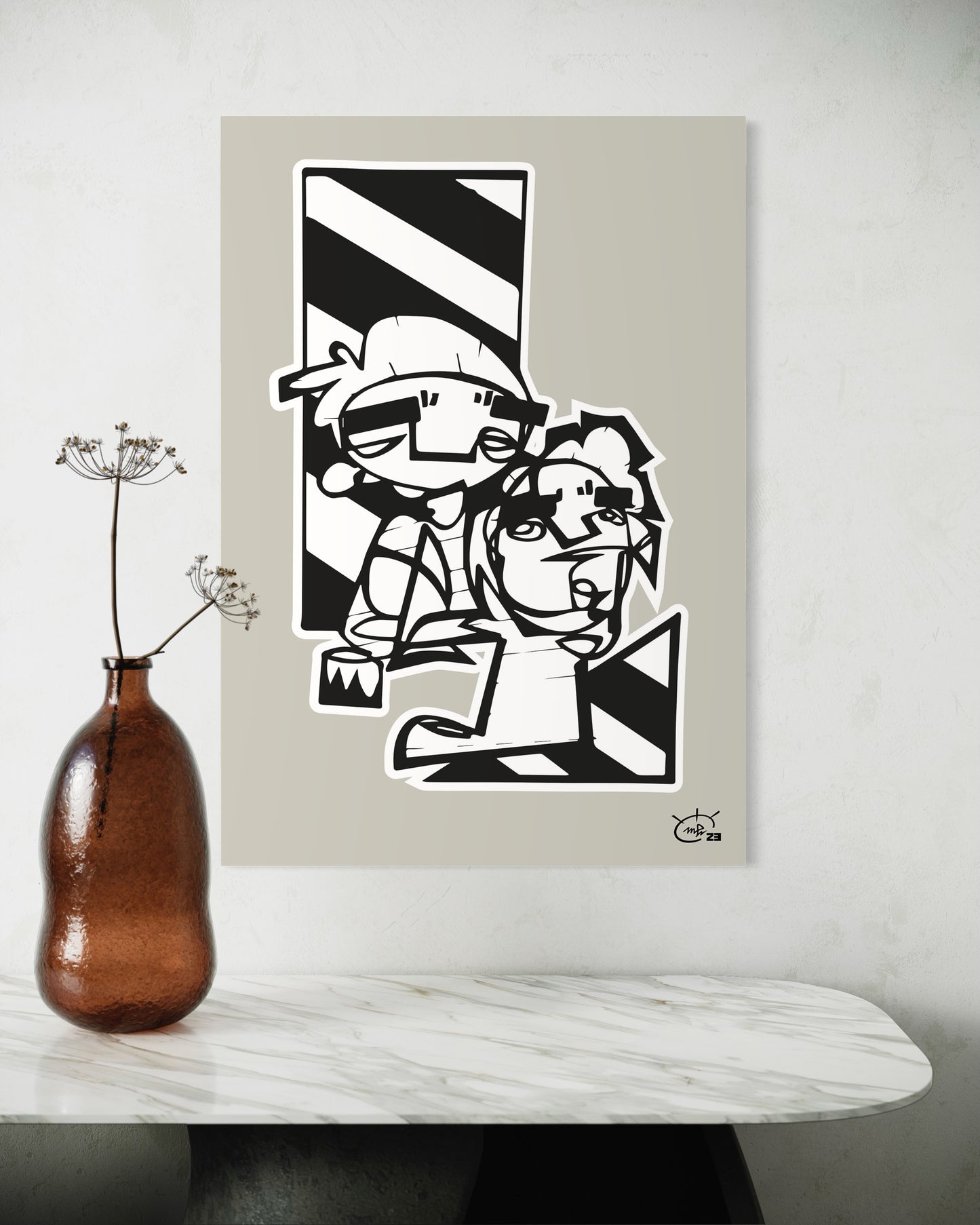 MEN AT WORK | Continuous line canvas art print