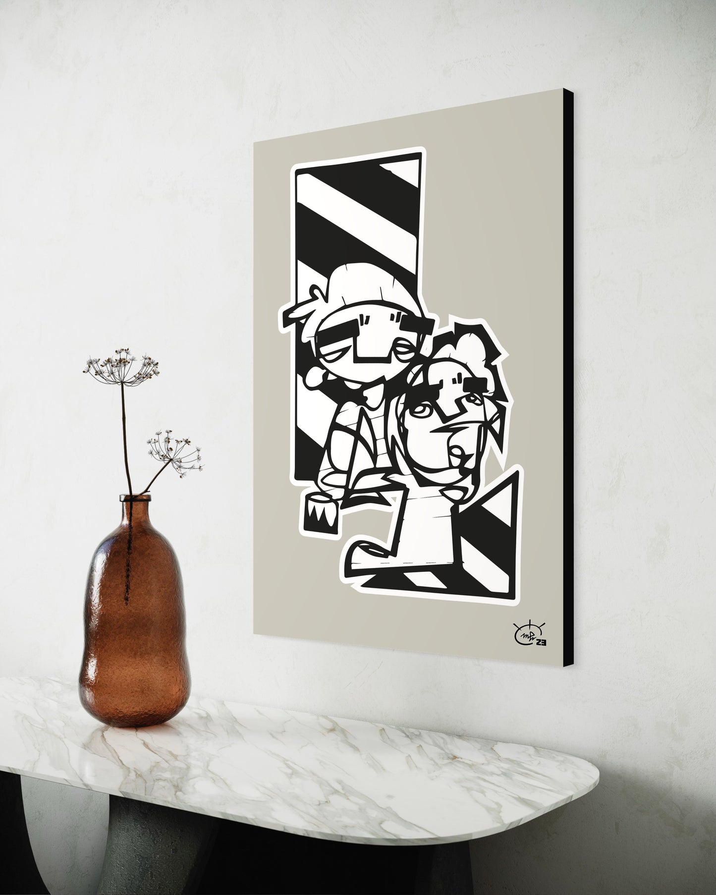 MEN AT WORK | Continuous line canvas art print