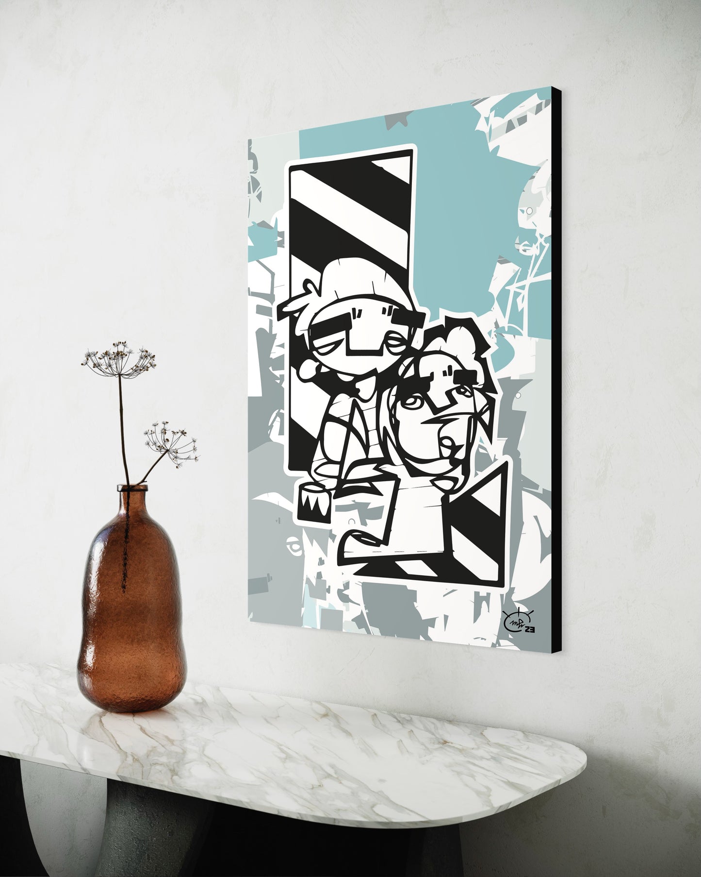 MEN AT WORK | Continuous line canvas art print