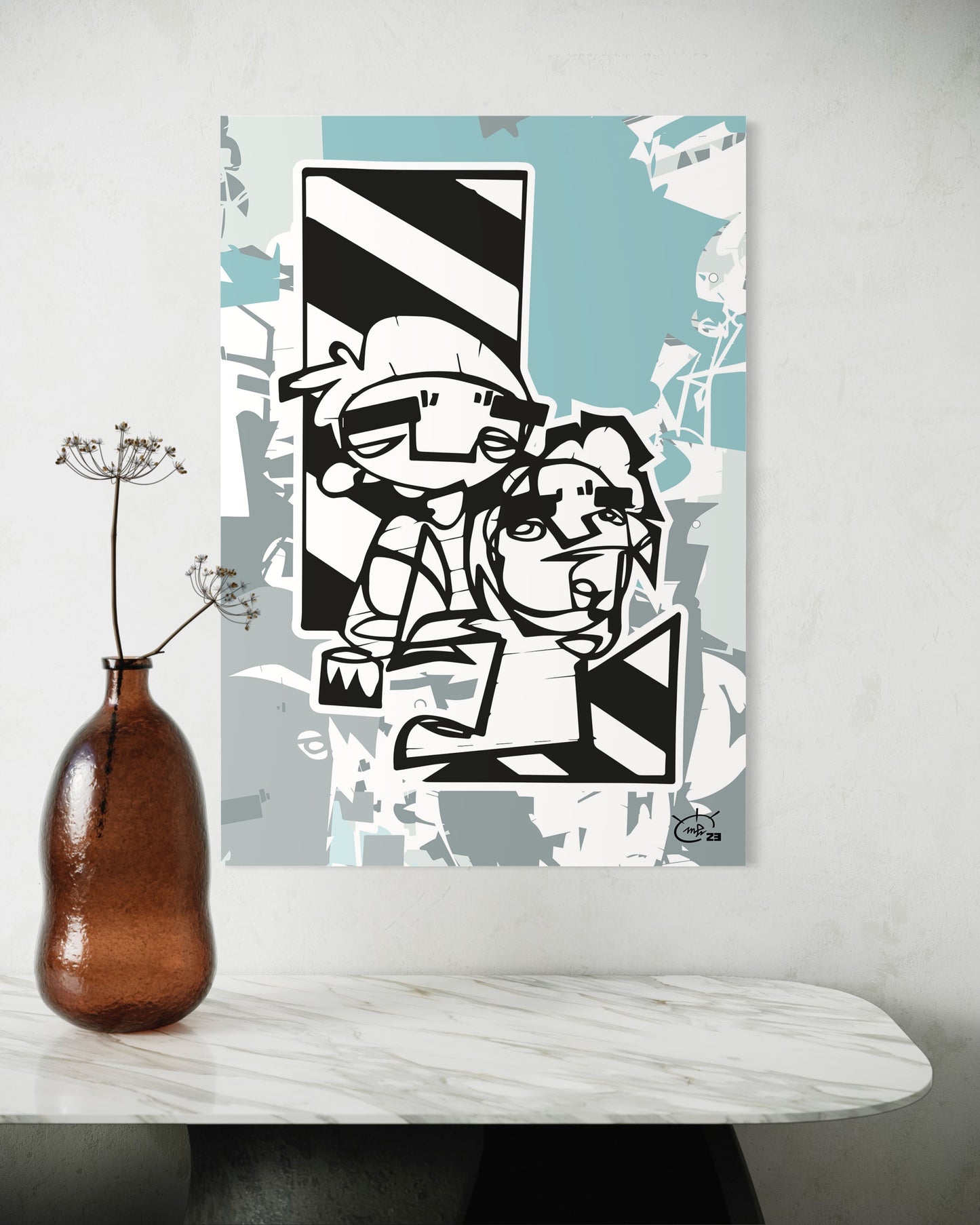 MEN AT WORK | Continuous line canvas art print