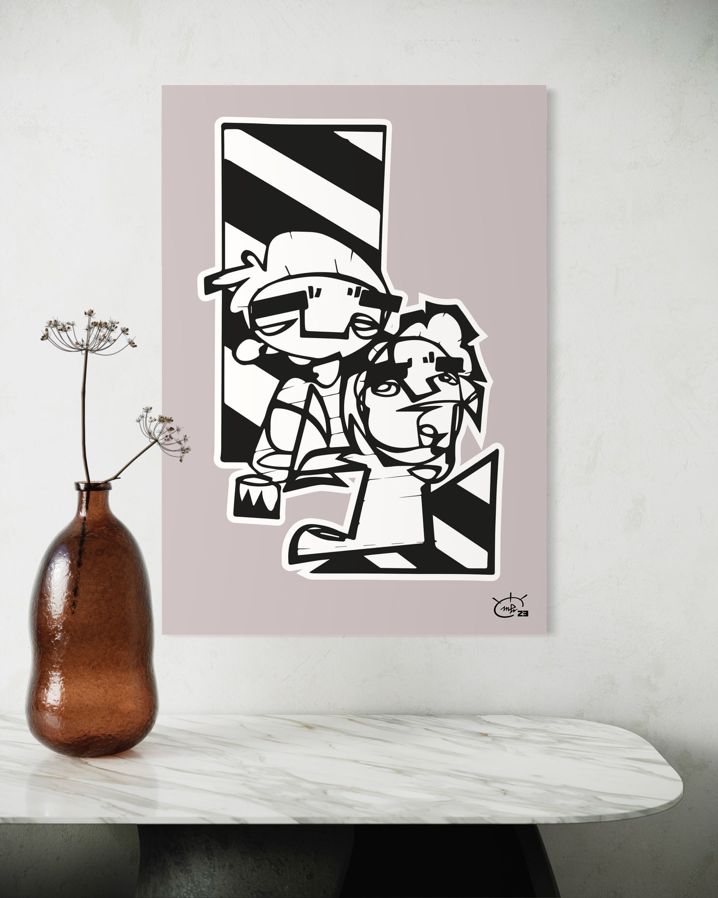 MEN AT WORK | Continuous line canvas art print
