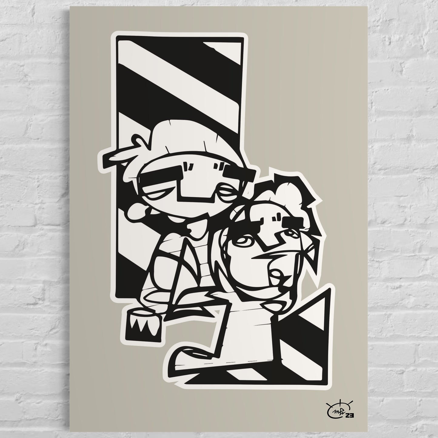 MEN AT WORK | Continuous line canvas art print
