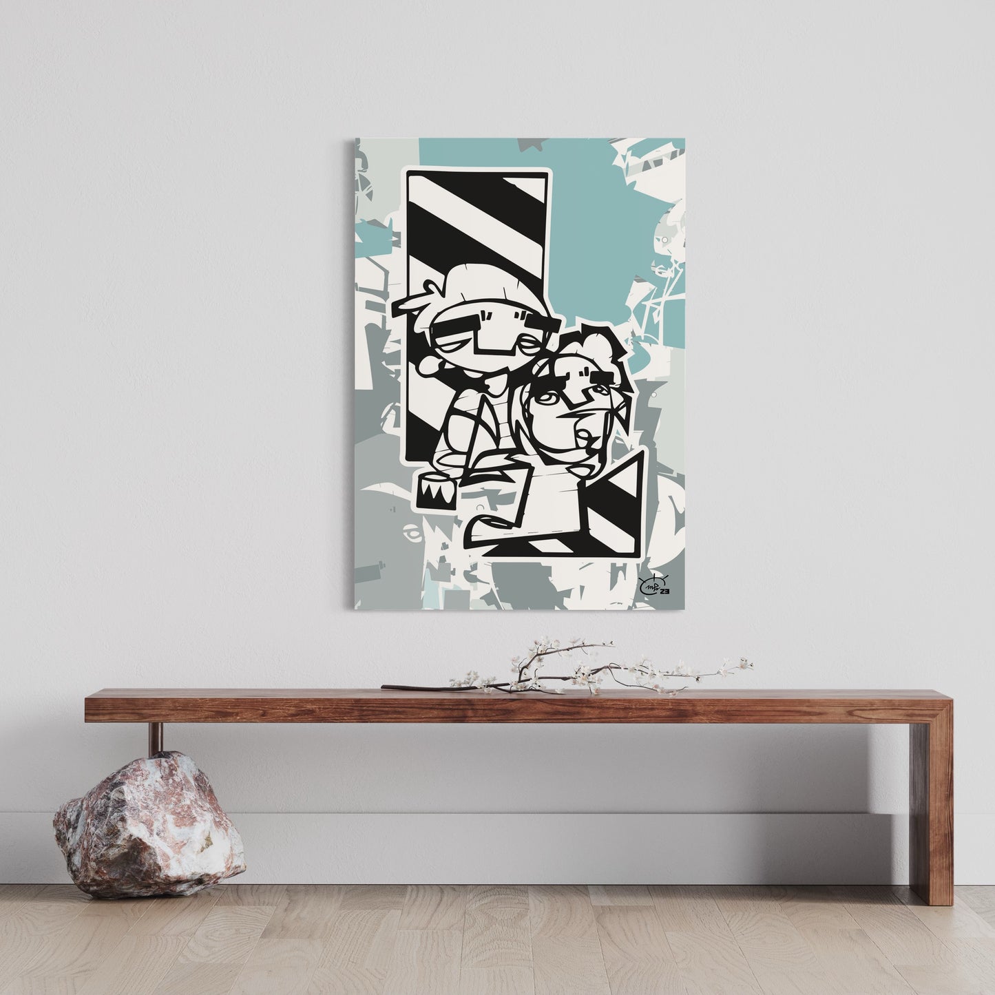 MEN AT WORK | Continuous line canvas art print