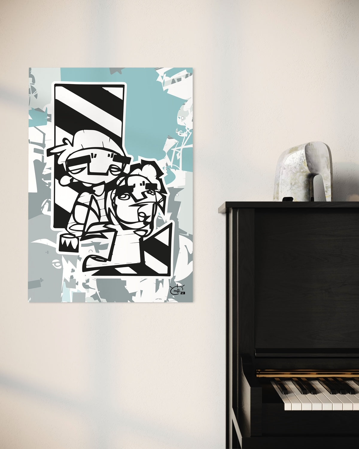 MEN AT WORK | One line drawing contemporary art poster