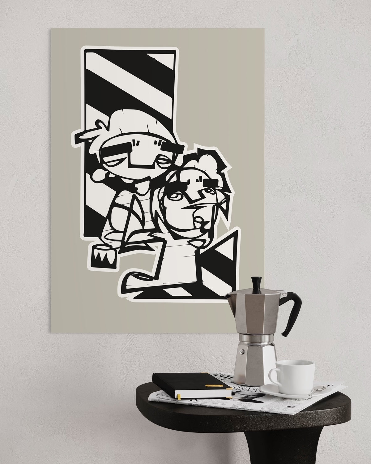 MEN AT WORK | One line drawing contemporary art poster