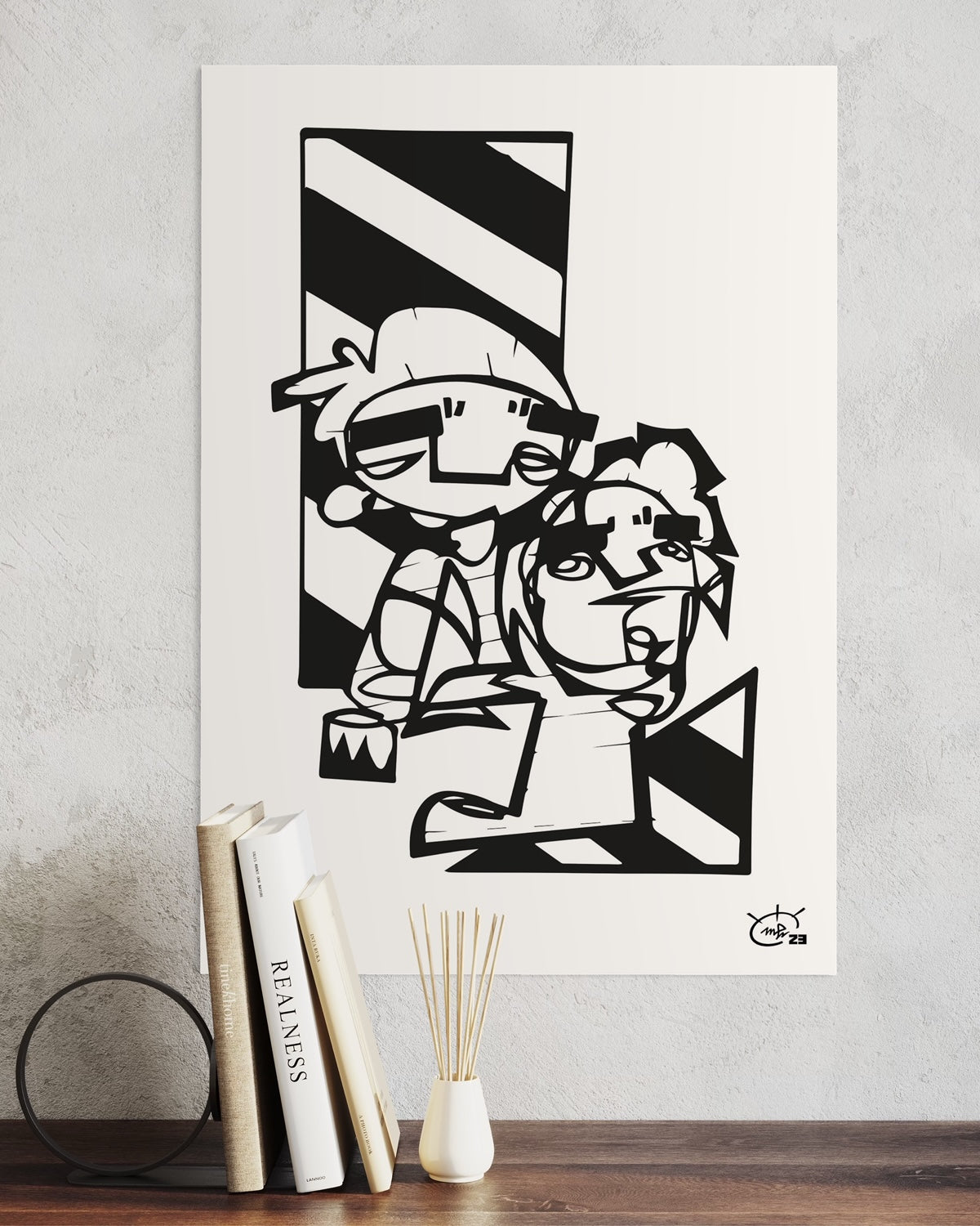 MEN AT WORK | One line drawing contemporary art poster
