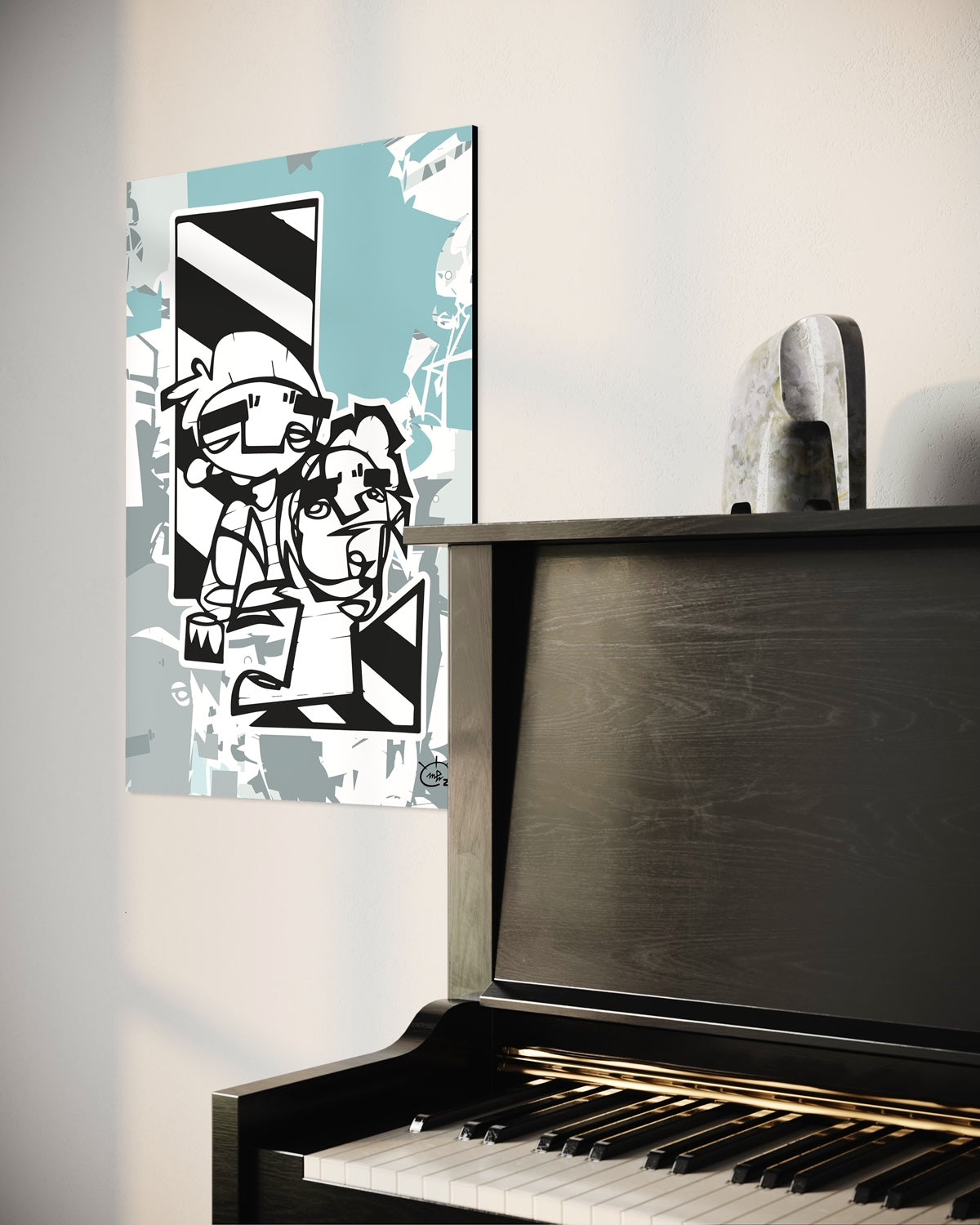MEN AT WORK | One line drawing contemporary art poster