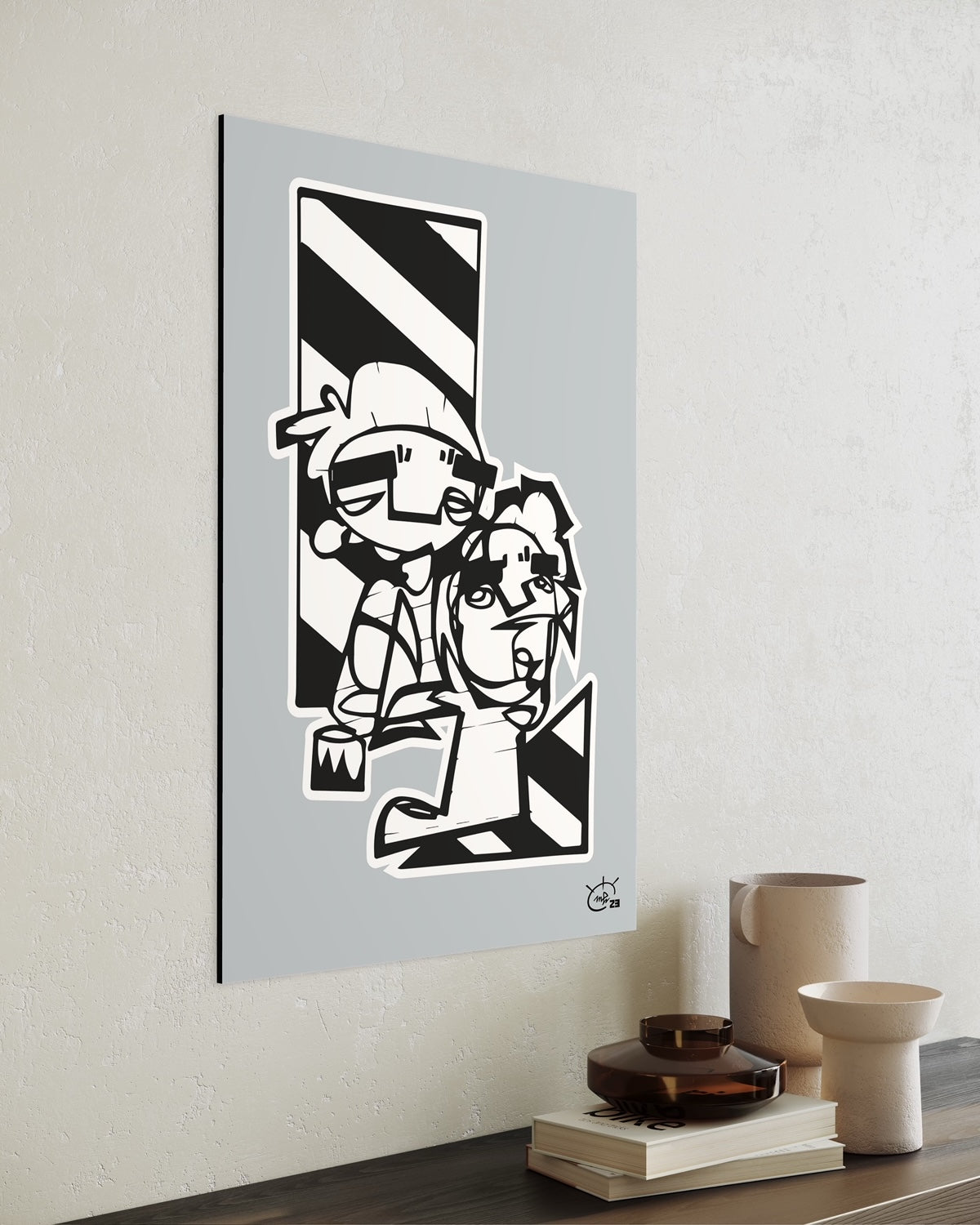 MEN AT WORK | One line drawing contemporary art poster