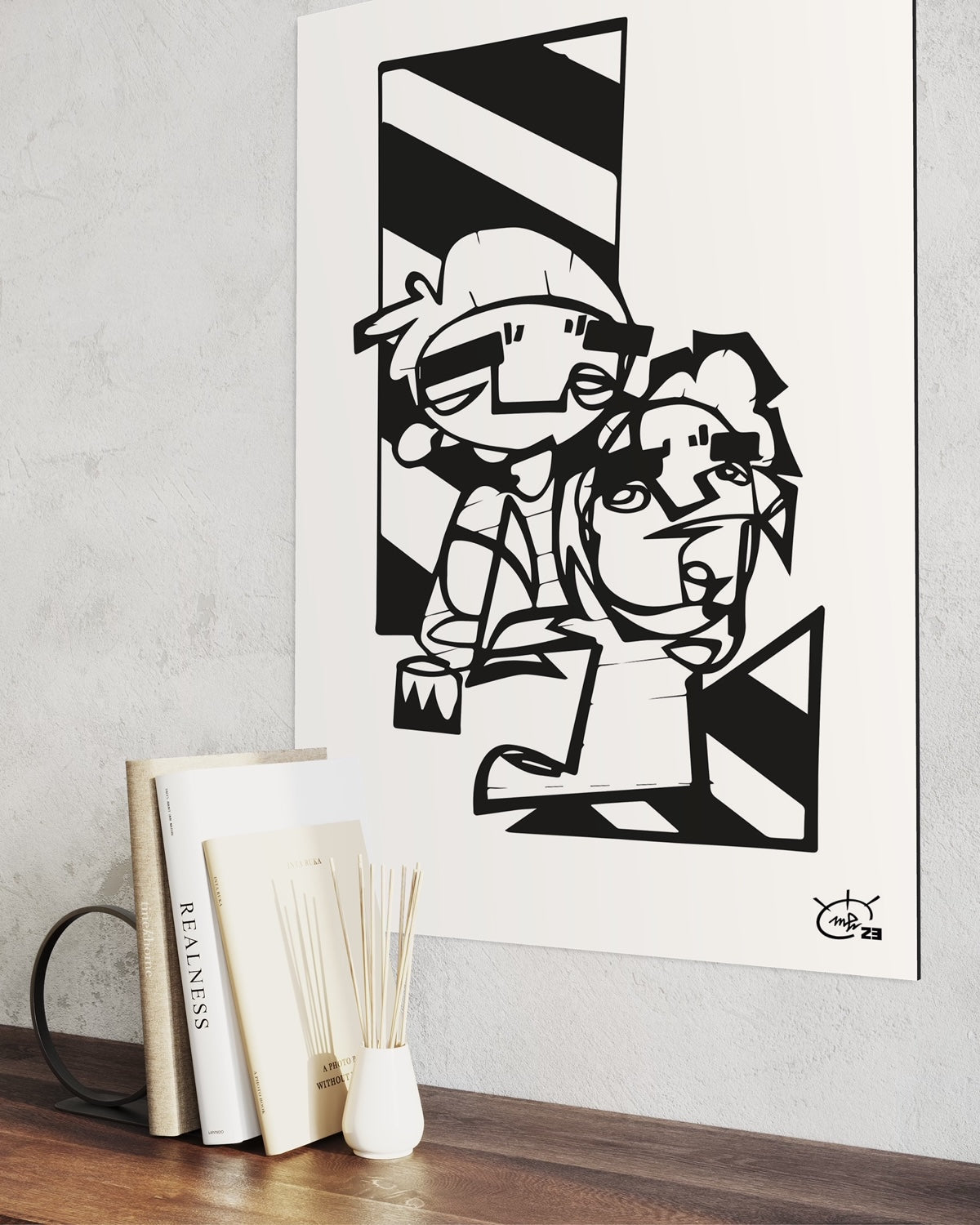 MEN AT WORK | One line drawing contemporary art poster