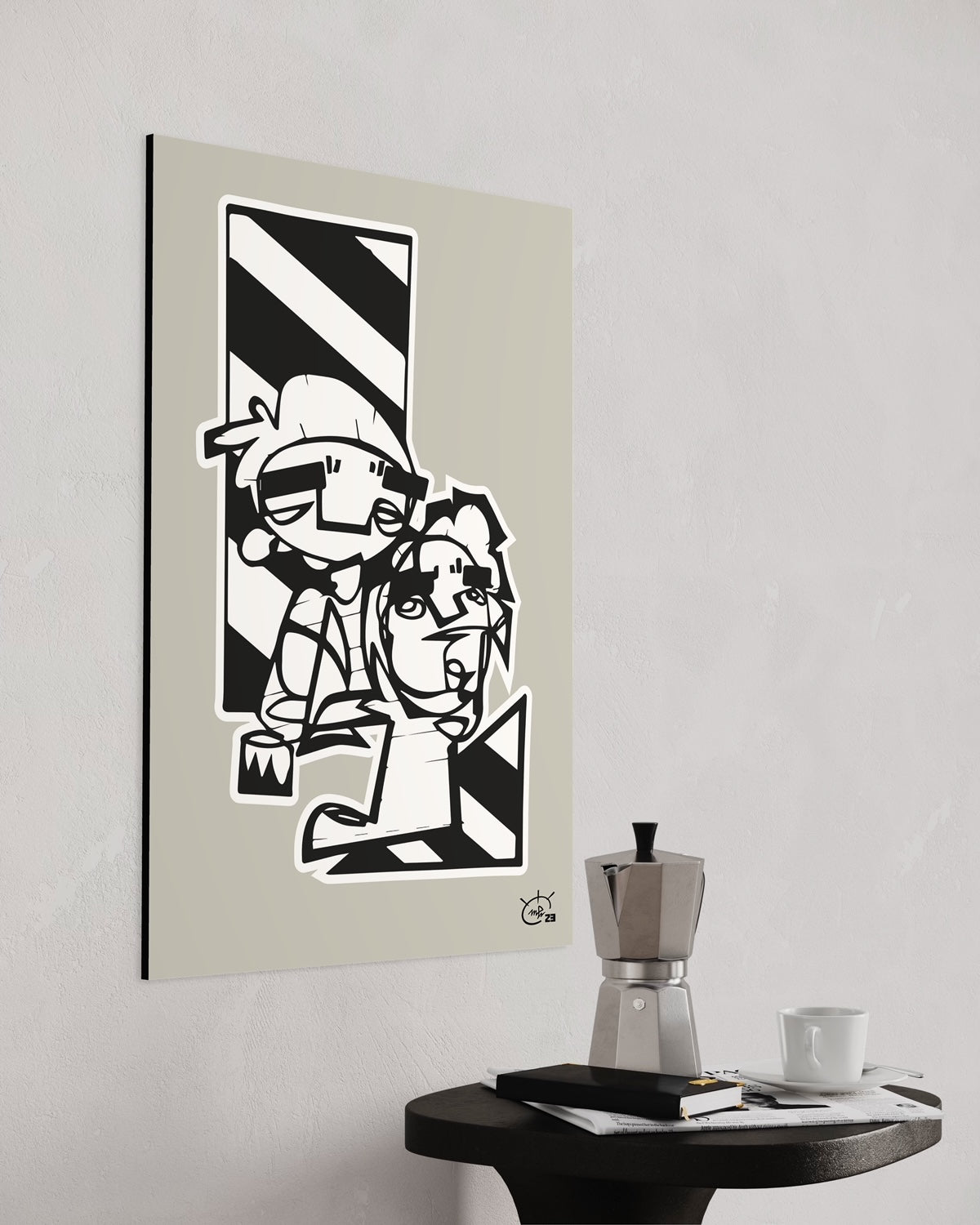 MEN AT WORK | One line drawing contemporary art poster