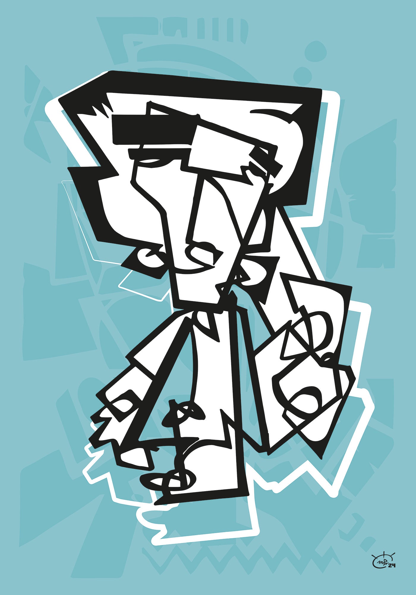 MR RACKET | Single line art modern art poster