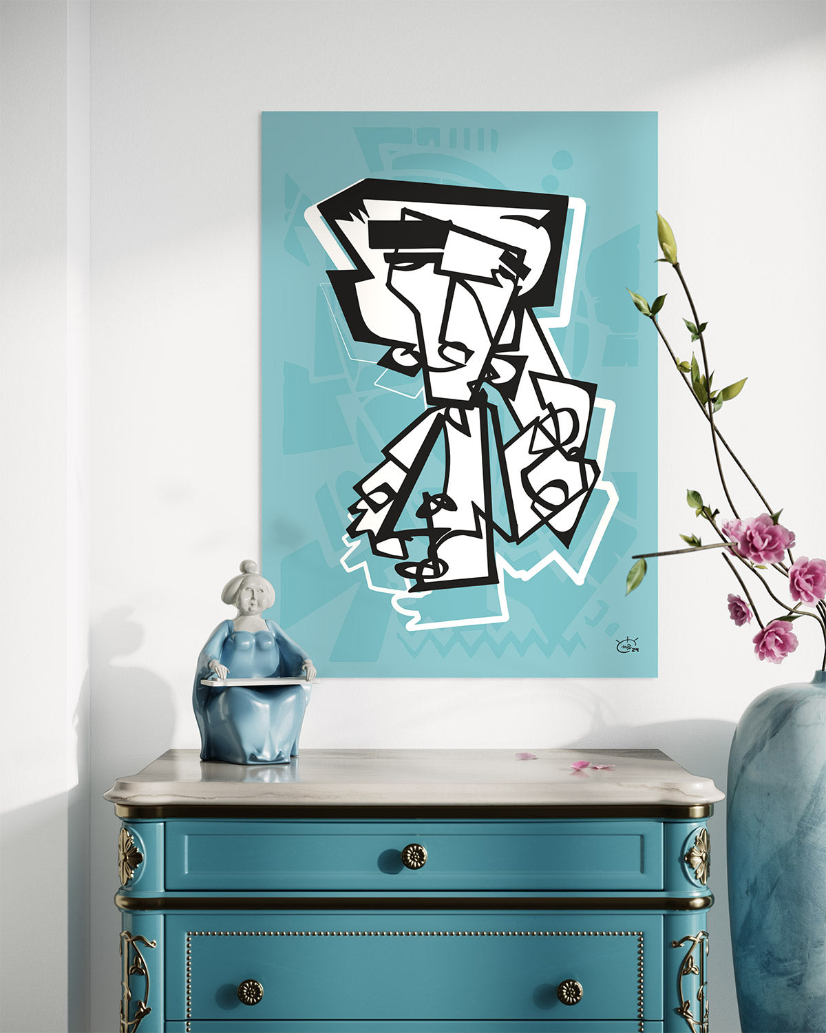 MR RACKET | Single line art modern art poster