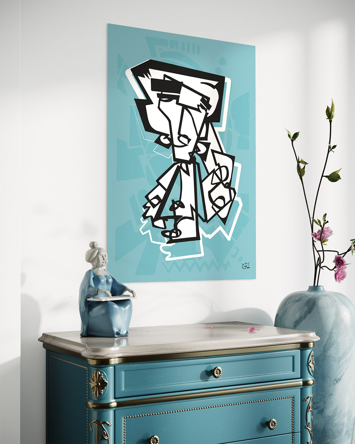 MR RACKET | Single line art modern art poster