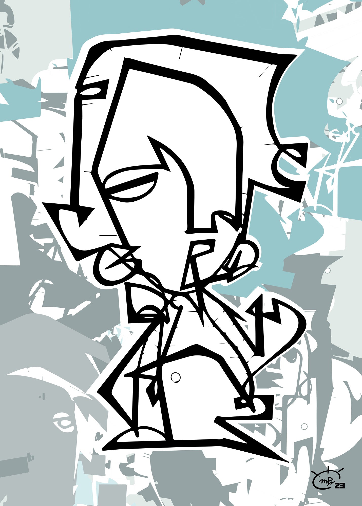 MR SHYGUY | Continuous line canvas art print