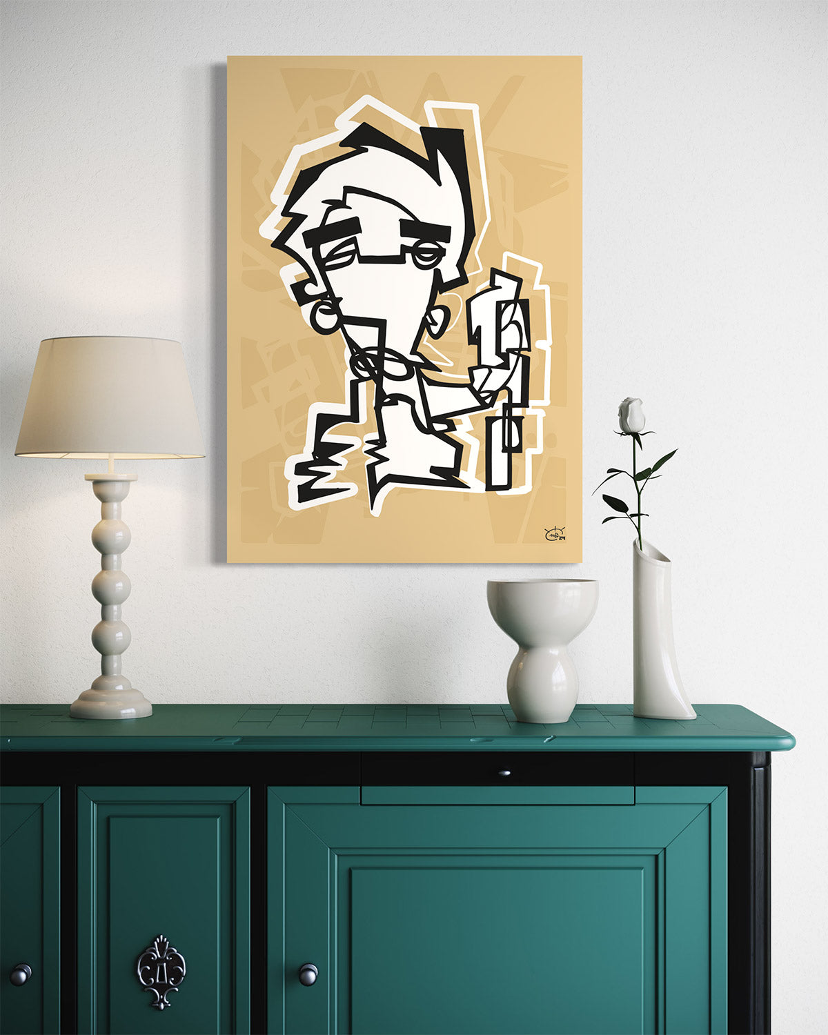 NUNCHUK | Oneline art contemporary canvas art print