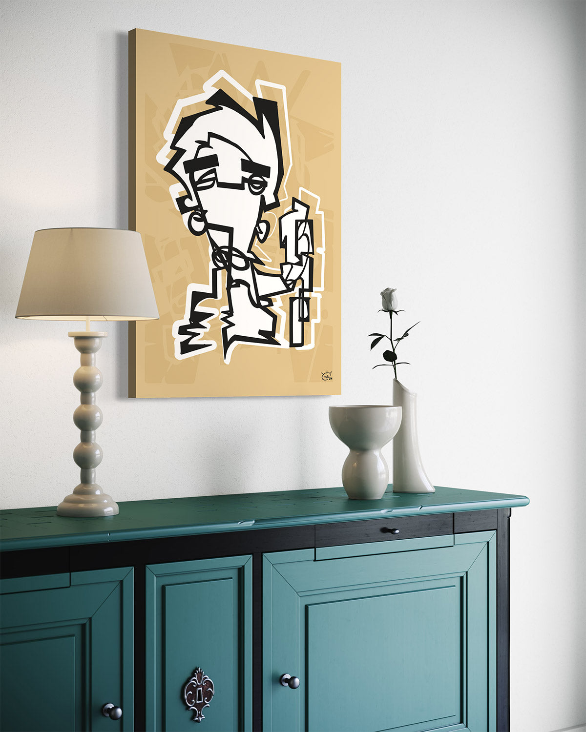 NUNCHUK | Oneline art contemporary canvas art print