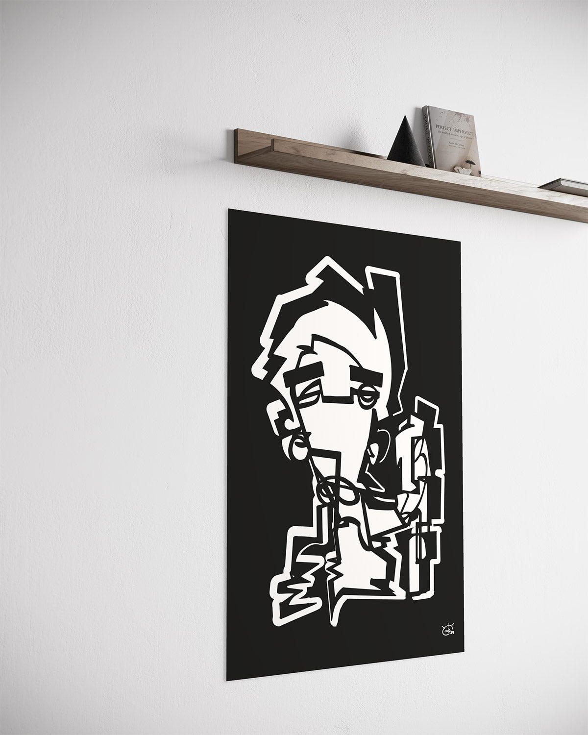 NUNCHUK | Continuous line art modern cubism art poster