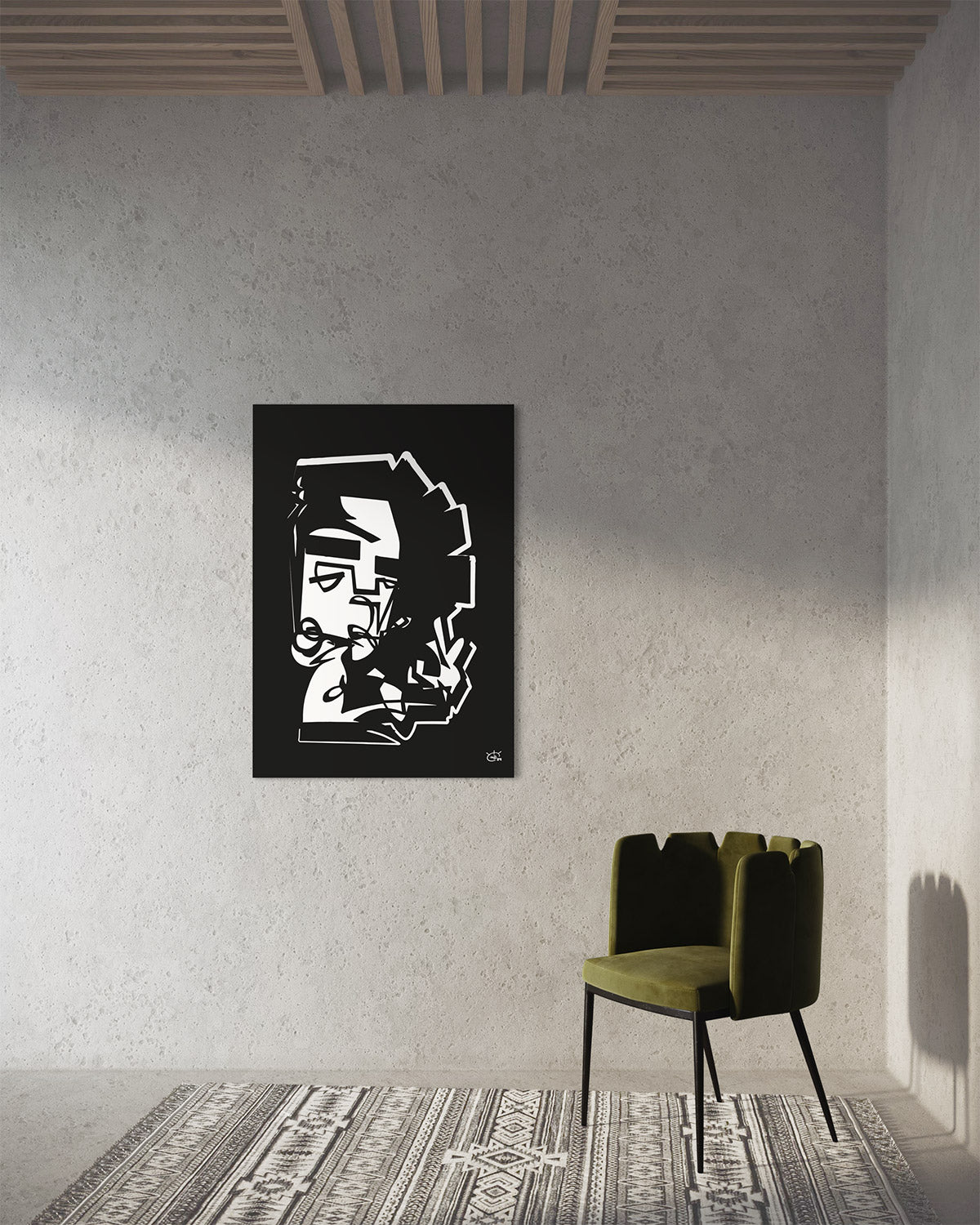 PEACOCK | Continuous line abstract canvas art print