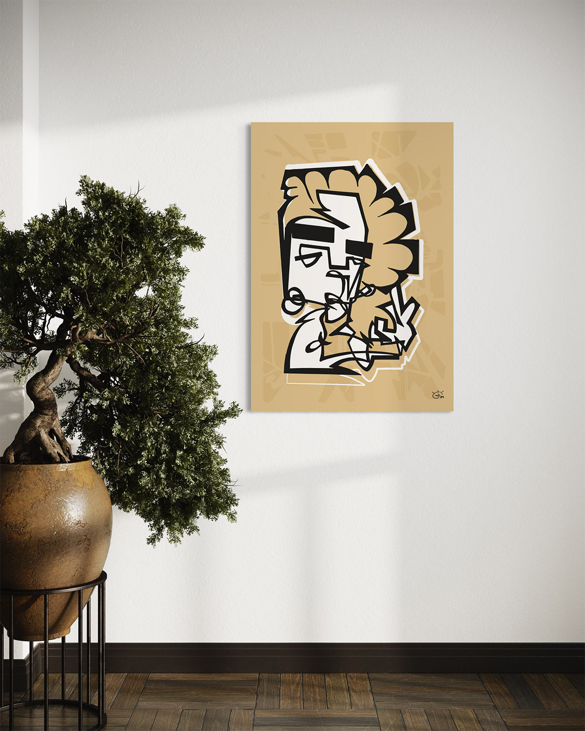 PEACOCK | Continuous line abstract canvas art print