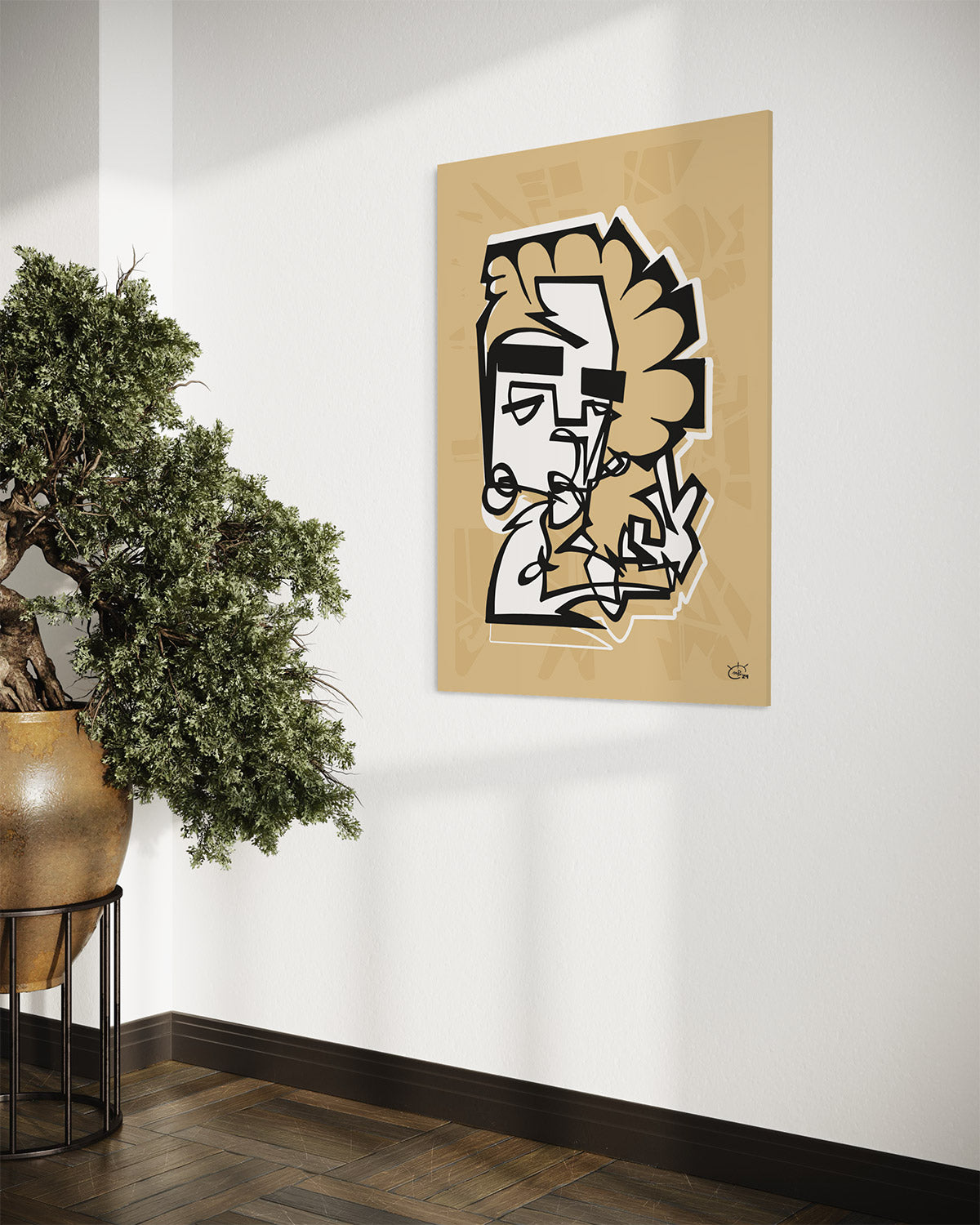 PEACOCK | Continuous line abstract canvas art print