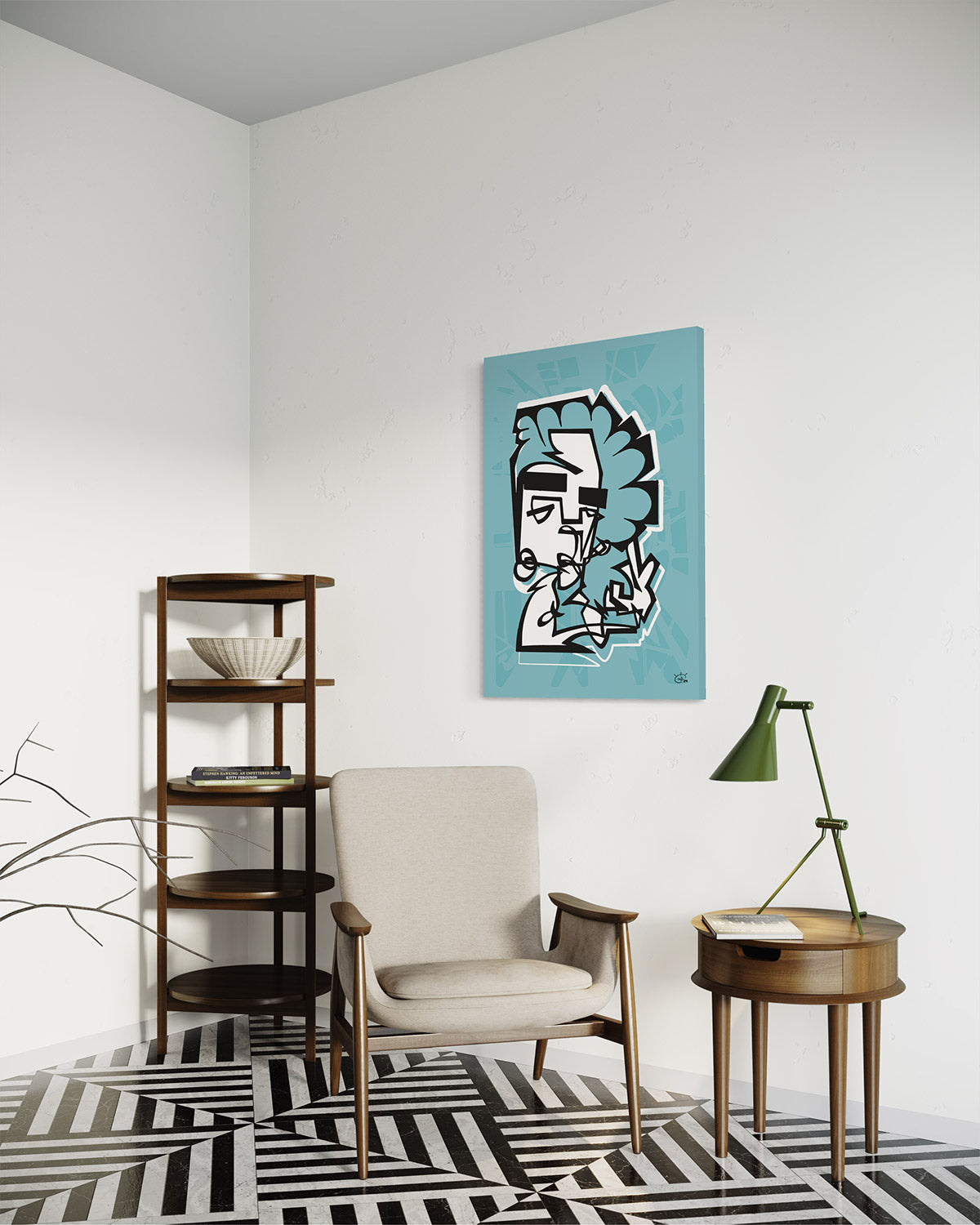 PEACOCK | Continuous line abstract canvas art print