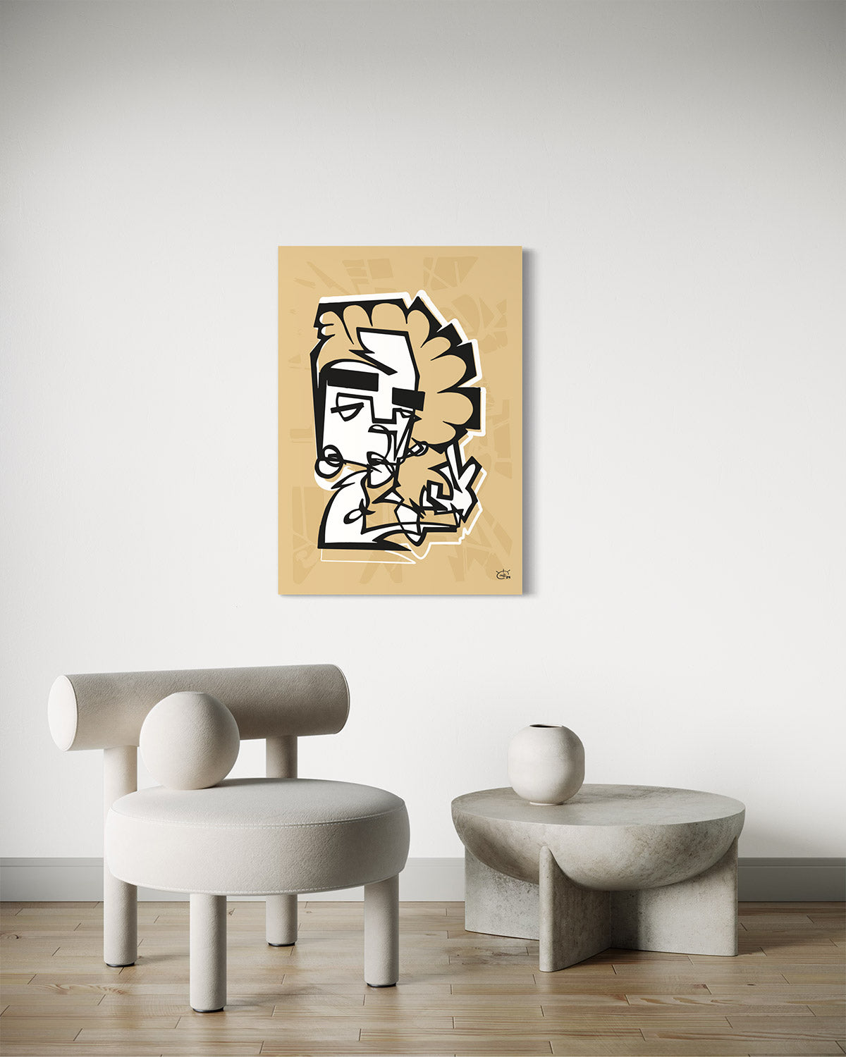 PEACOCK | Continuous line abstract canvas art print