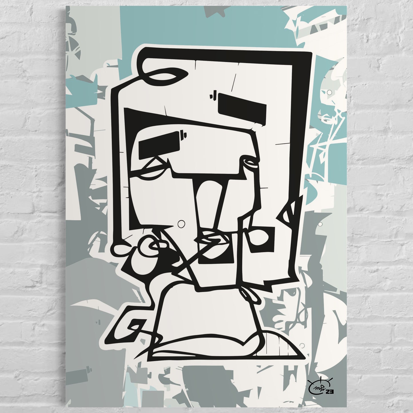 SQUAREHEAD | One line drawing art poster