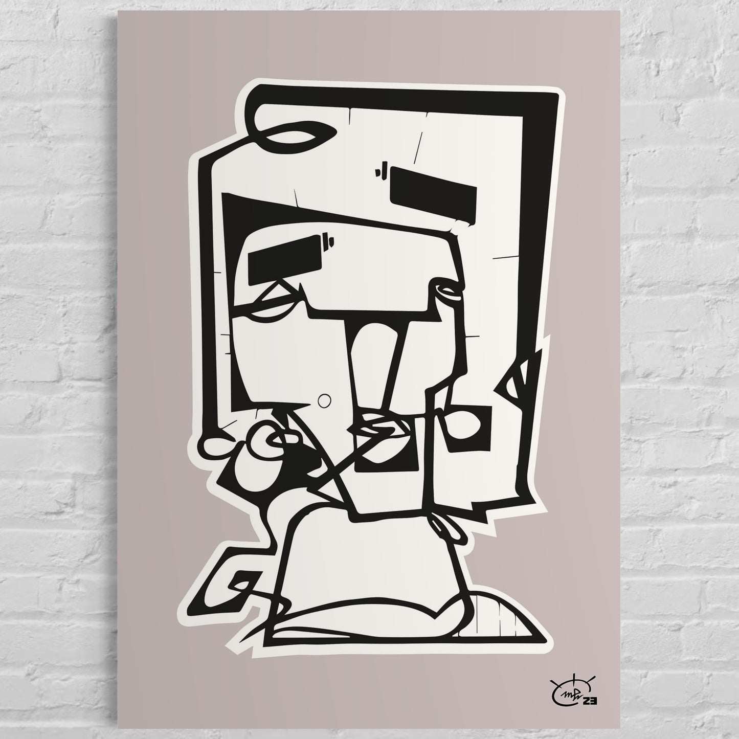 SQUAREHEAD | One line drawing art poster