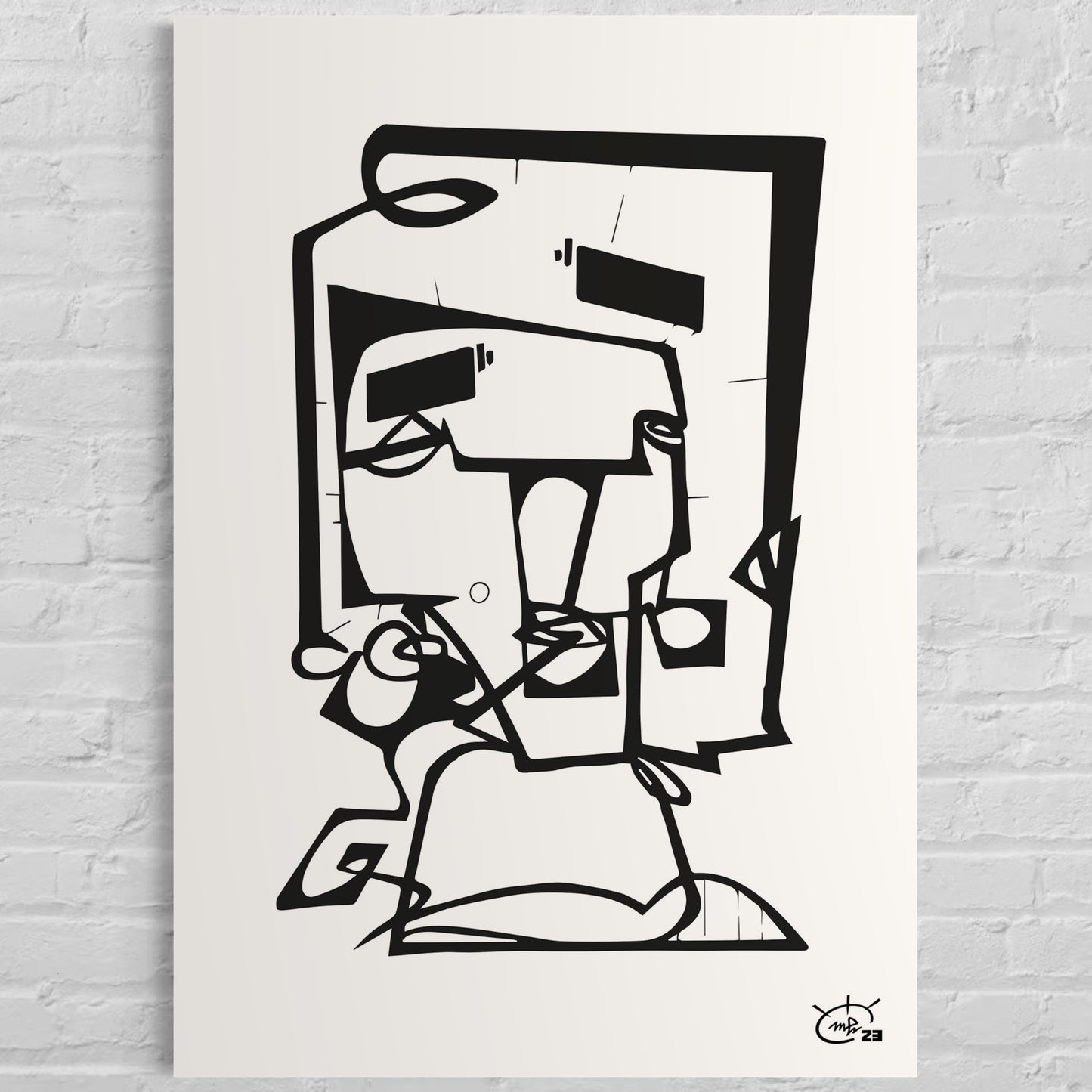 SQUAREHEAD | One line drawing art poster