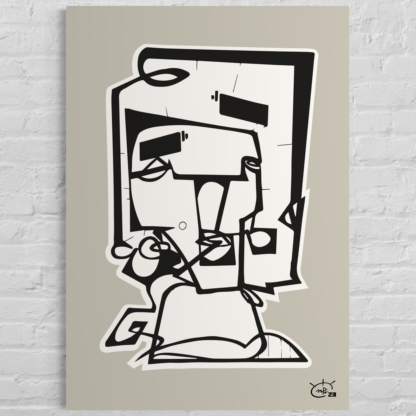 SQUAREHEAD | One line drawing art poster