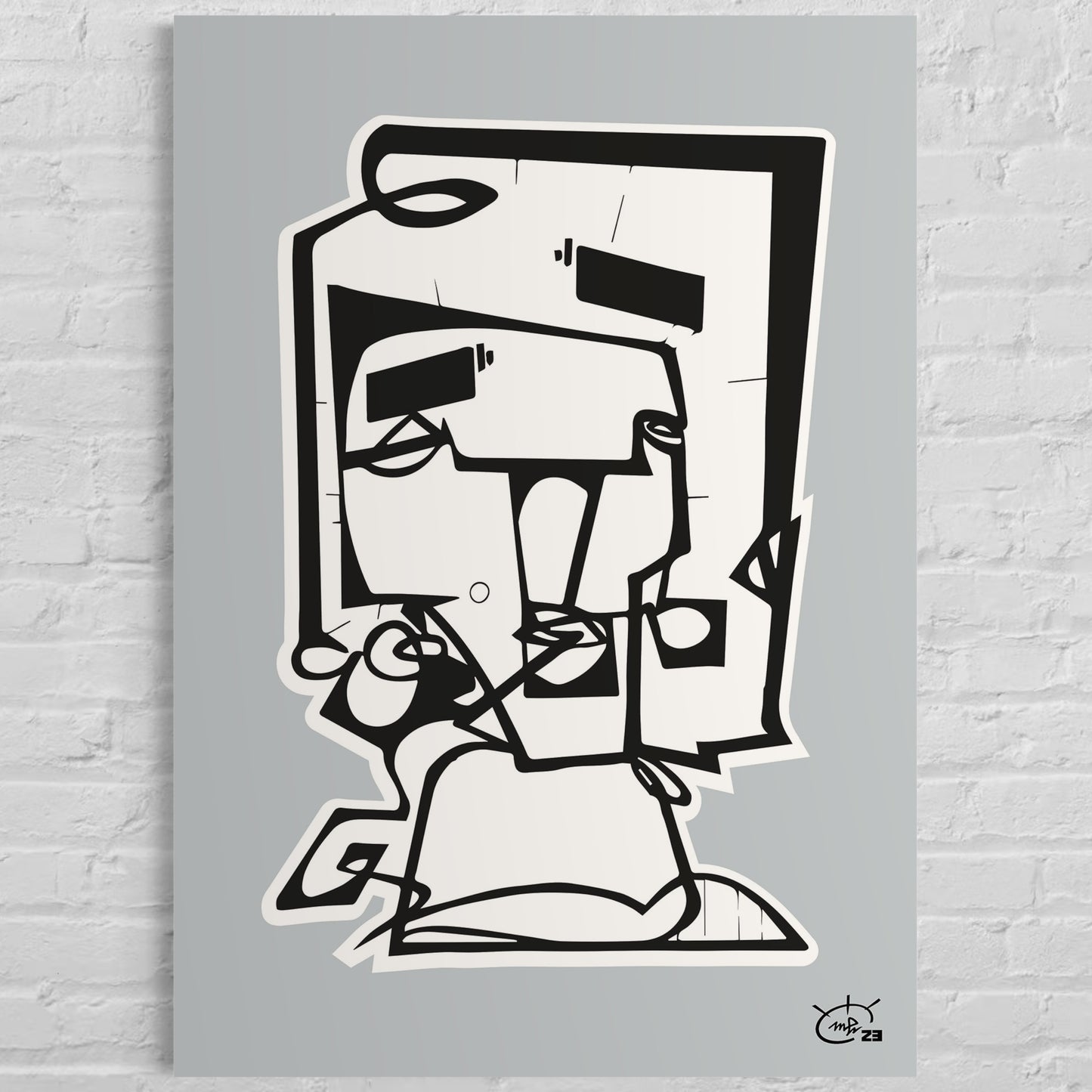 SQUAREHEAD | One line drawing art poster