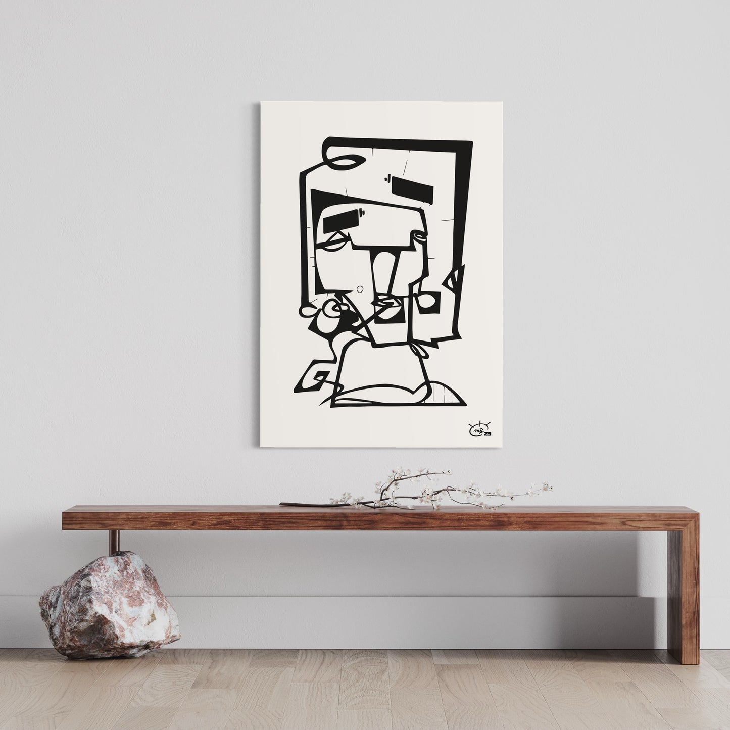 SQUAREHEAD | One line drawing art poster