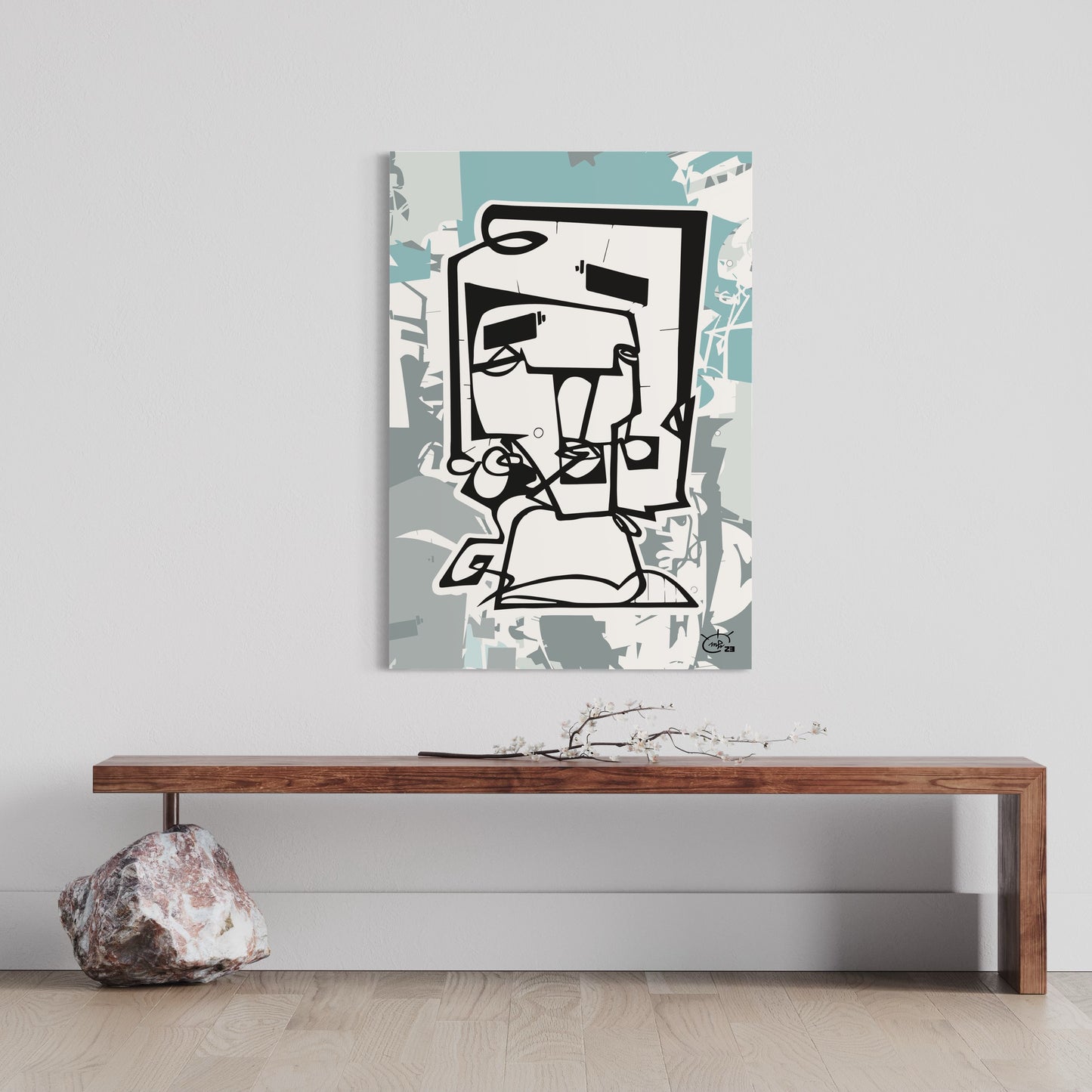 SQUAREHEAD | One line drawing art poster