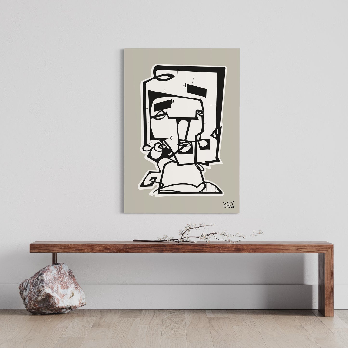 SQUAREHEAD | One line drawing art poster